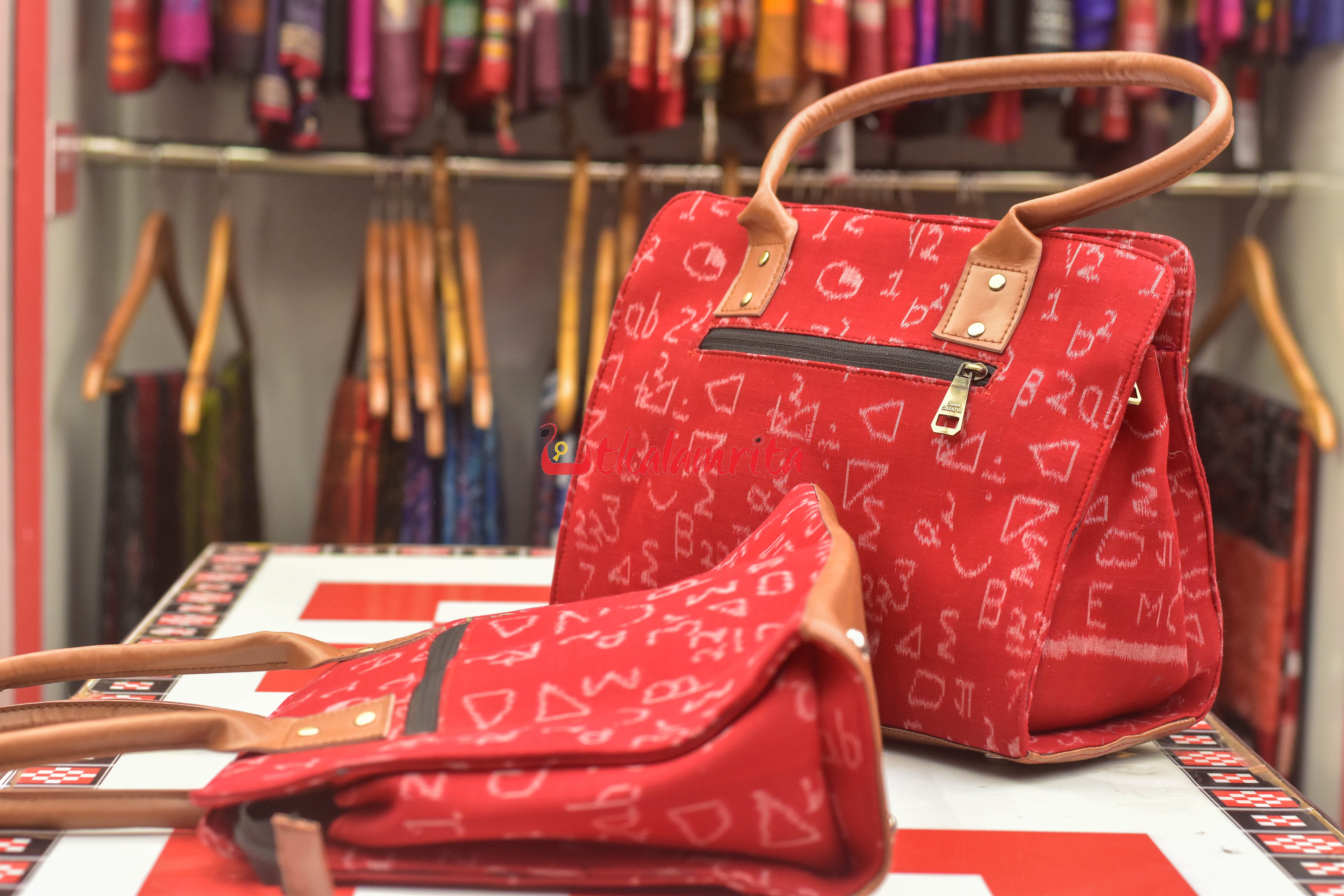 Red Shri Ganeet Mathematics Vanity Bag