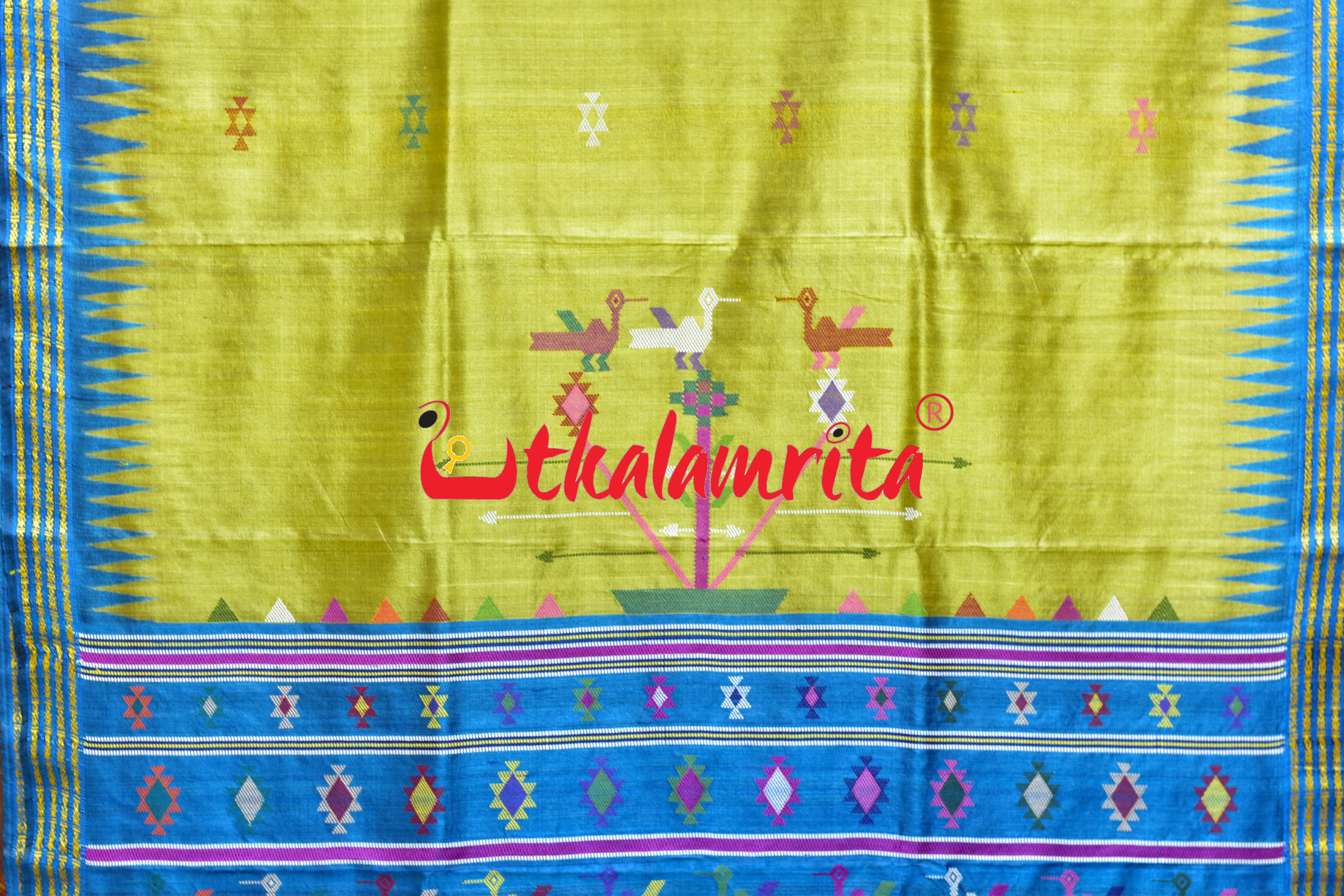 Lemon Yellow Ganjam Bomkai Inspired Gopalpur Tussar Saree