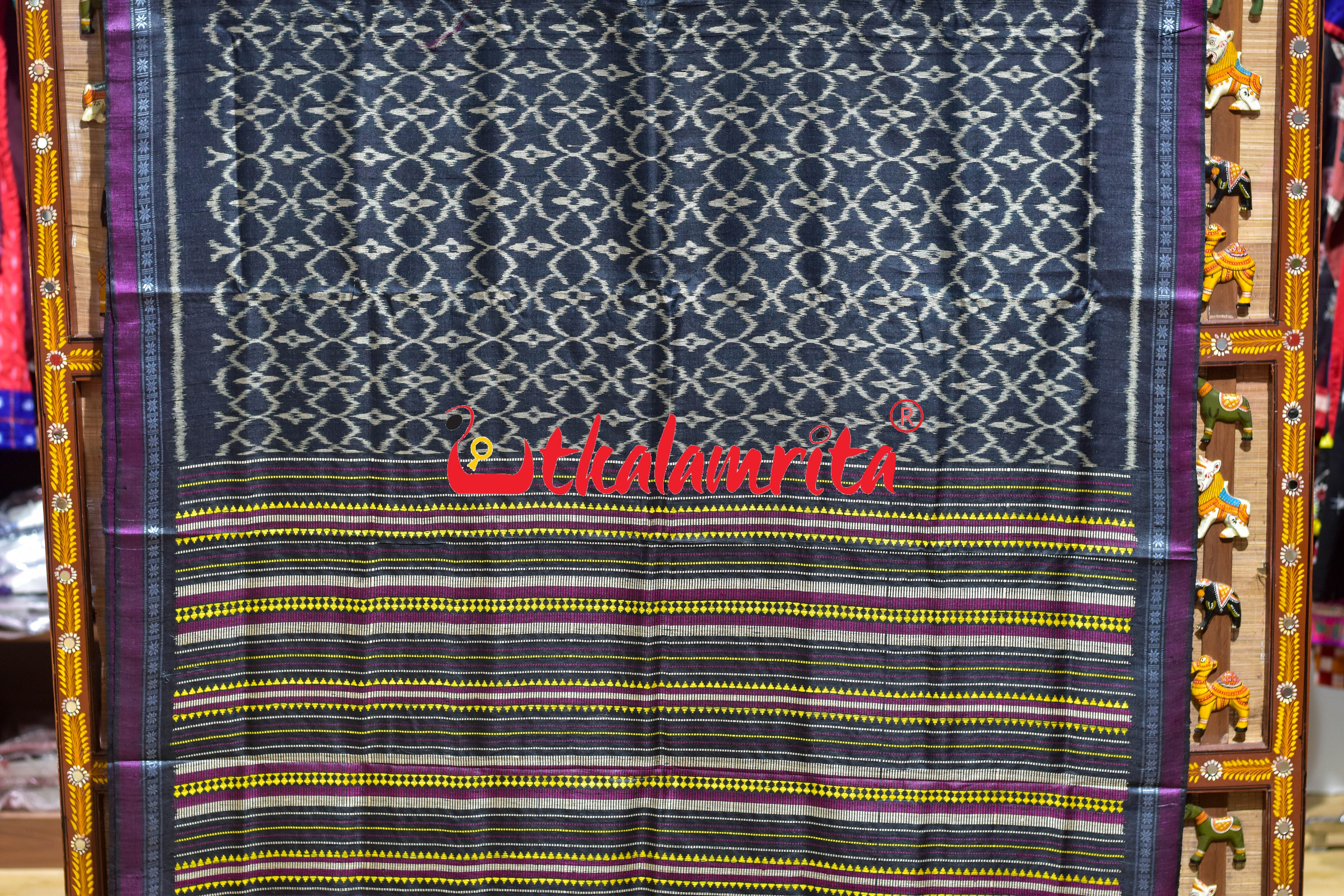 Black Hibiscus Gopalpur Tussar Silk Saree