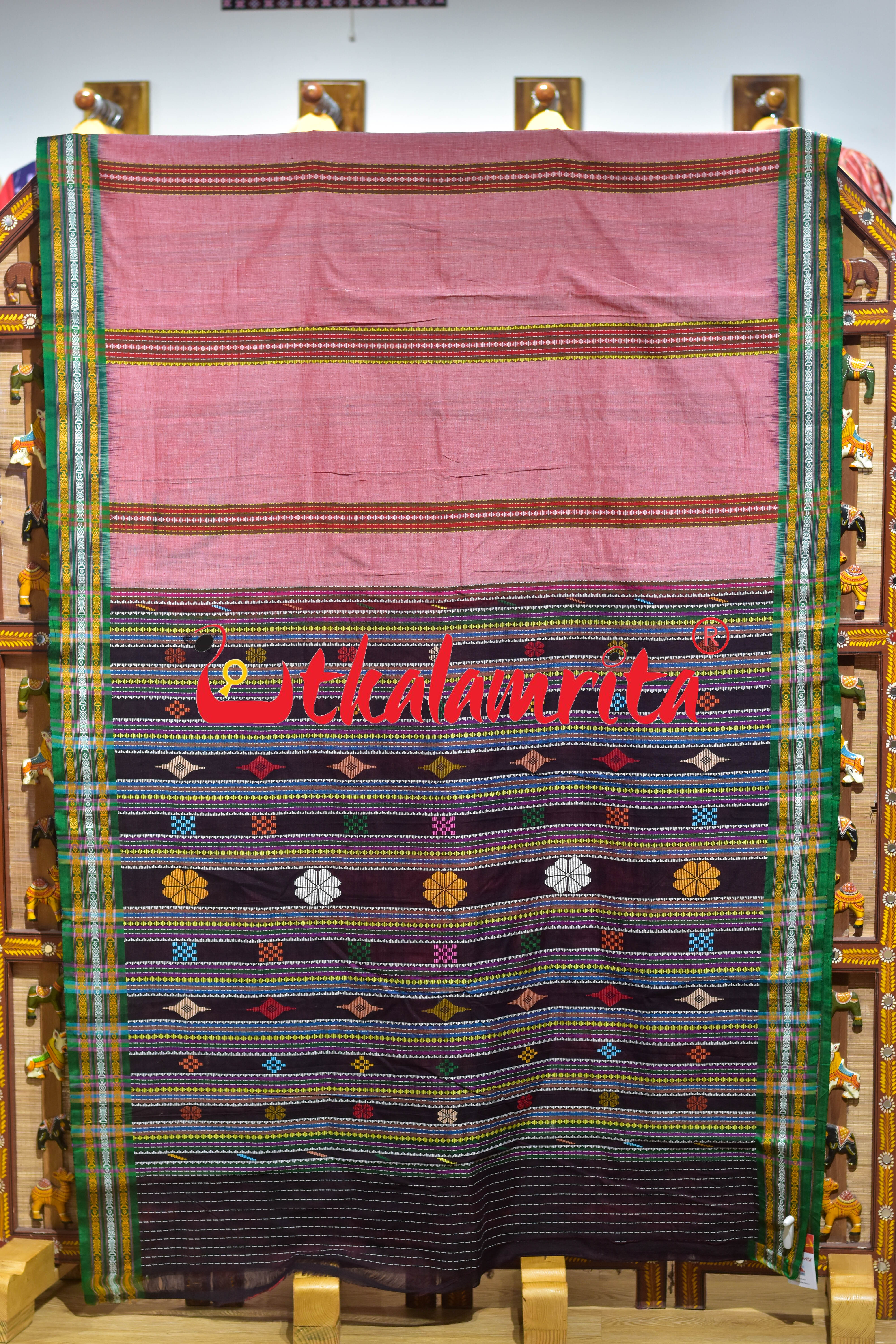 Pink Mala Pati Dhalapathar Cotton Saree