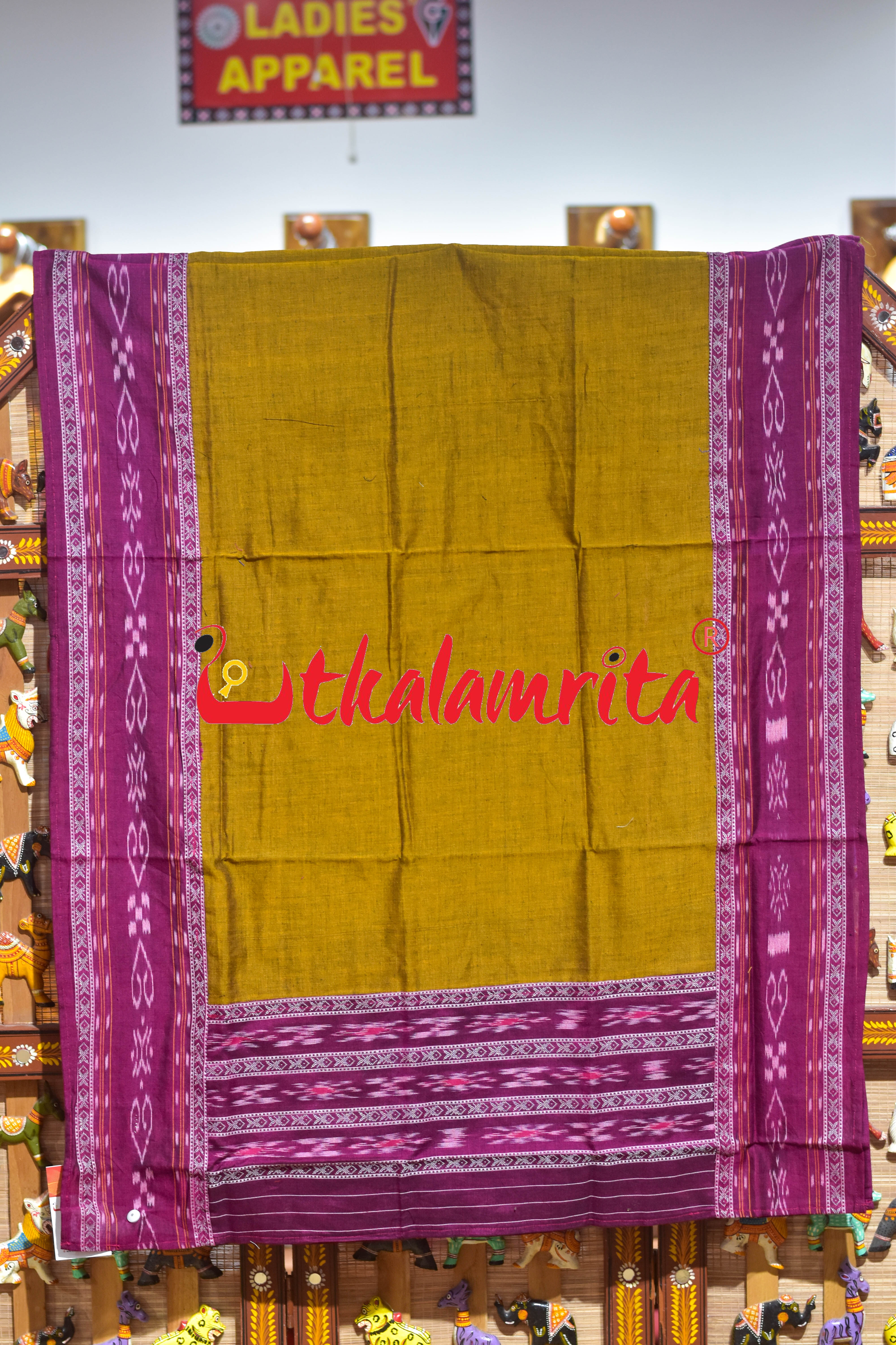 Magenta Golden Middle Design Cotton Dress Set