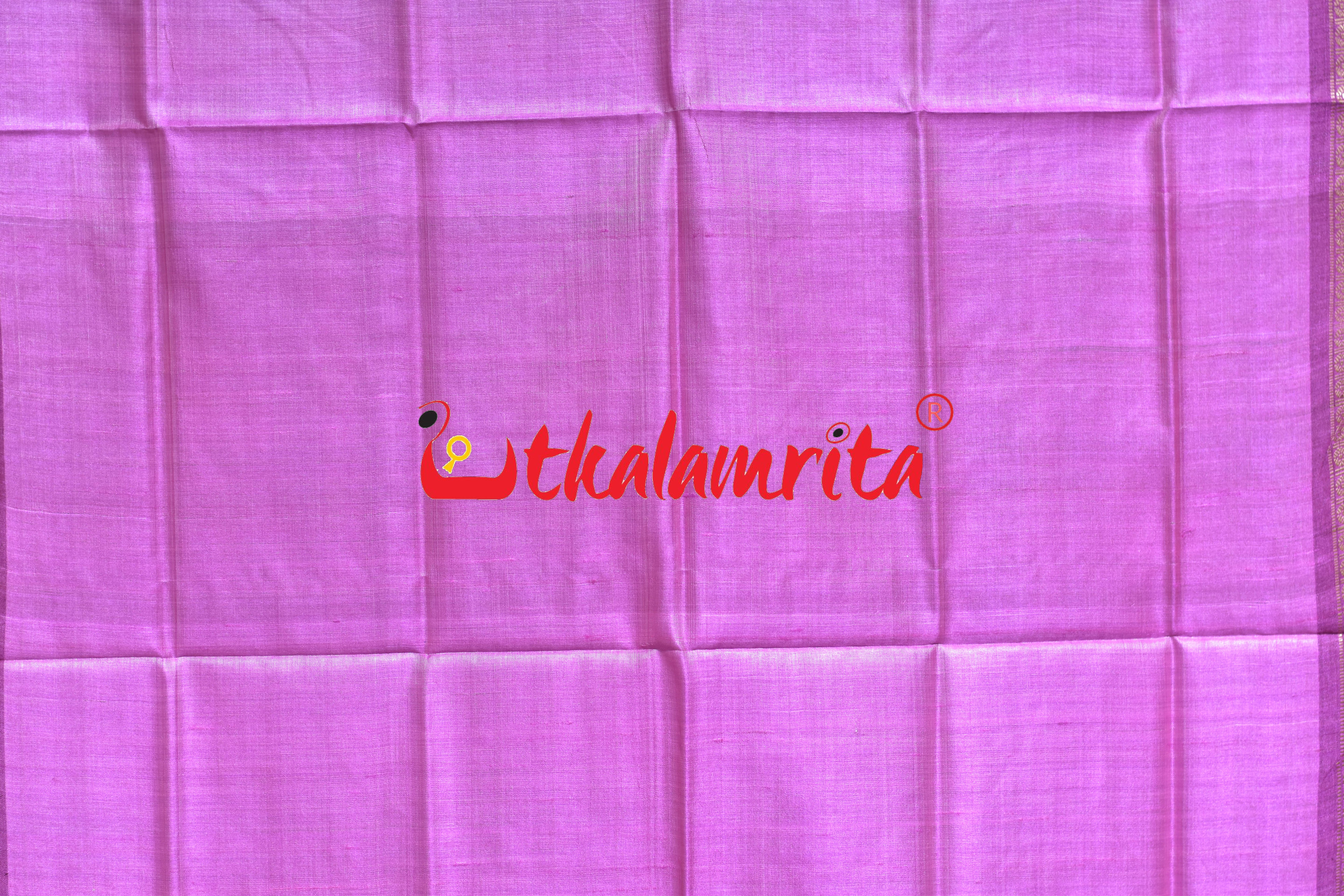 Pink Single Flower Gopalpur Tussar (Dupatta)