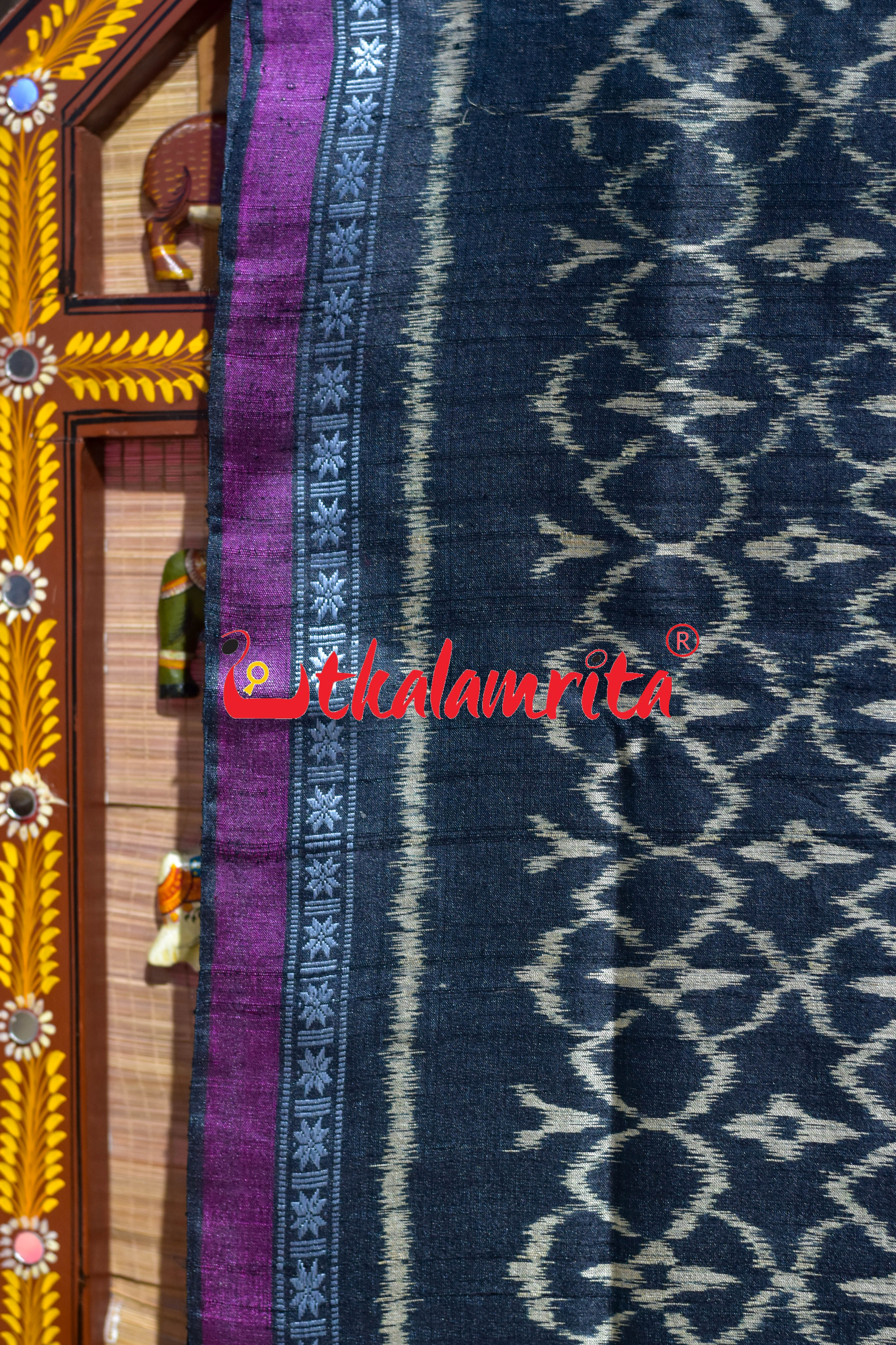 Black Hibiscus Gopalpur Tussar Silk Saree