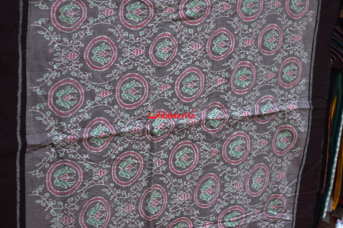 Taupe Brown Jodi parrot Sambalpuri Cotton (Fabric)
