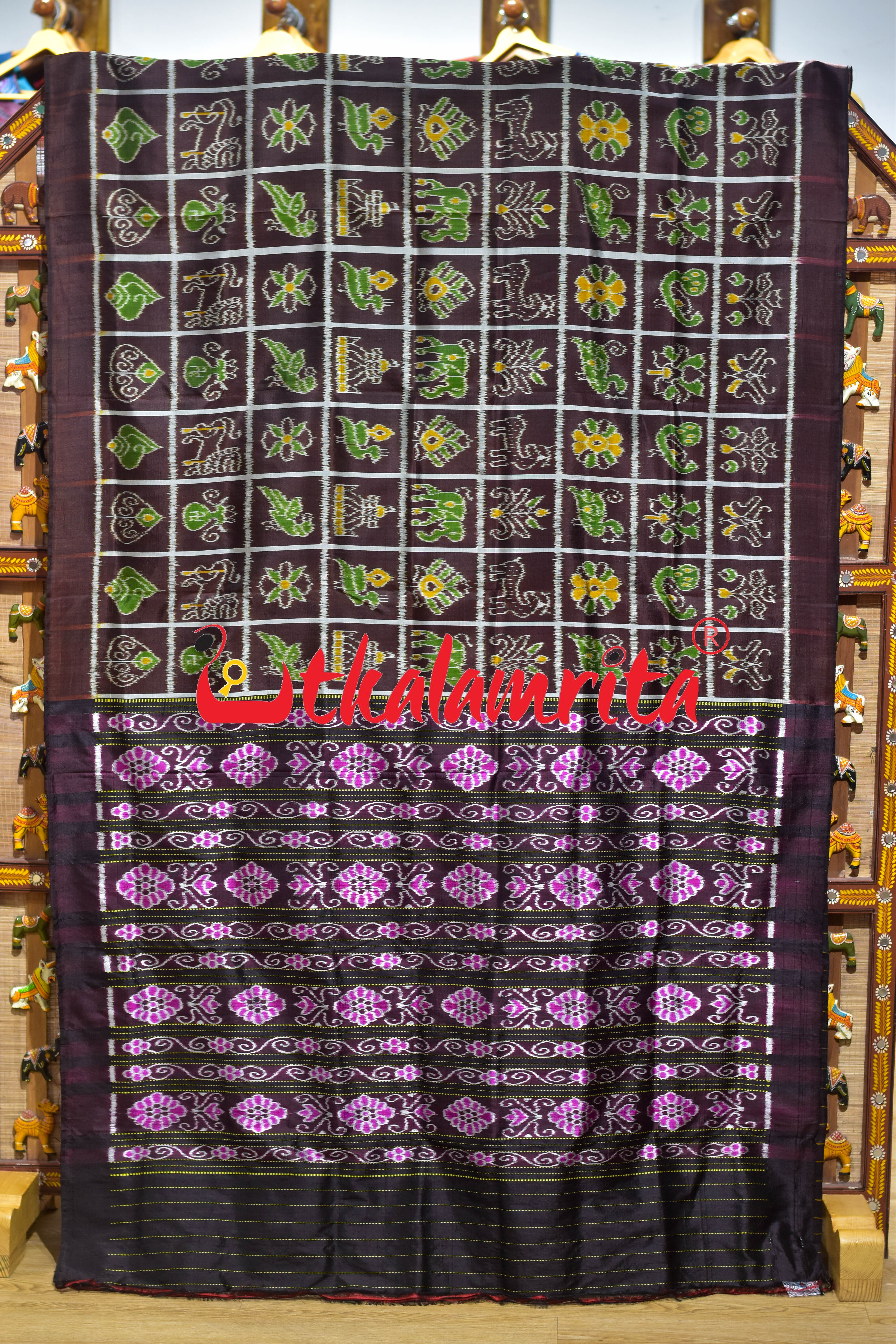 Coffee Self Nabakothi Khandua Silk Saree