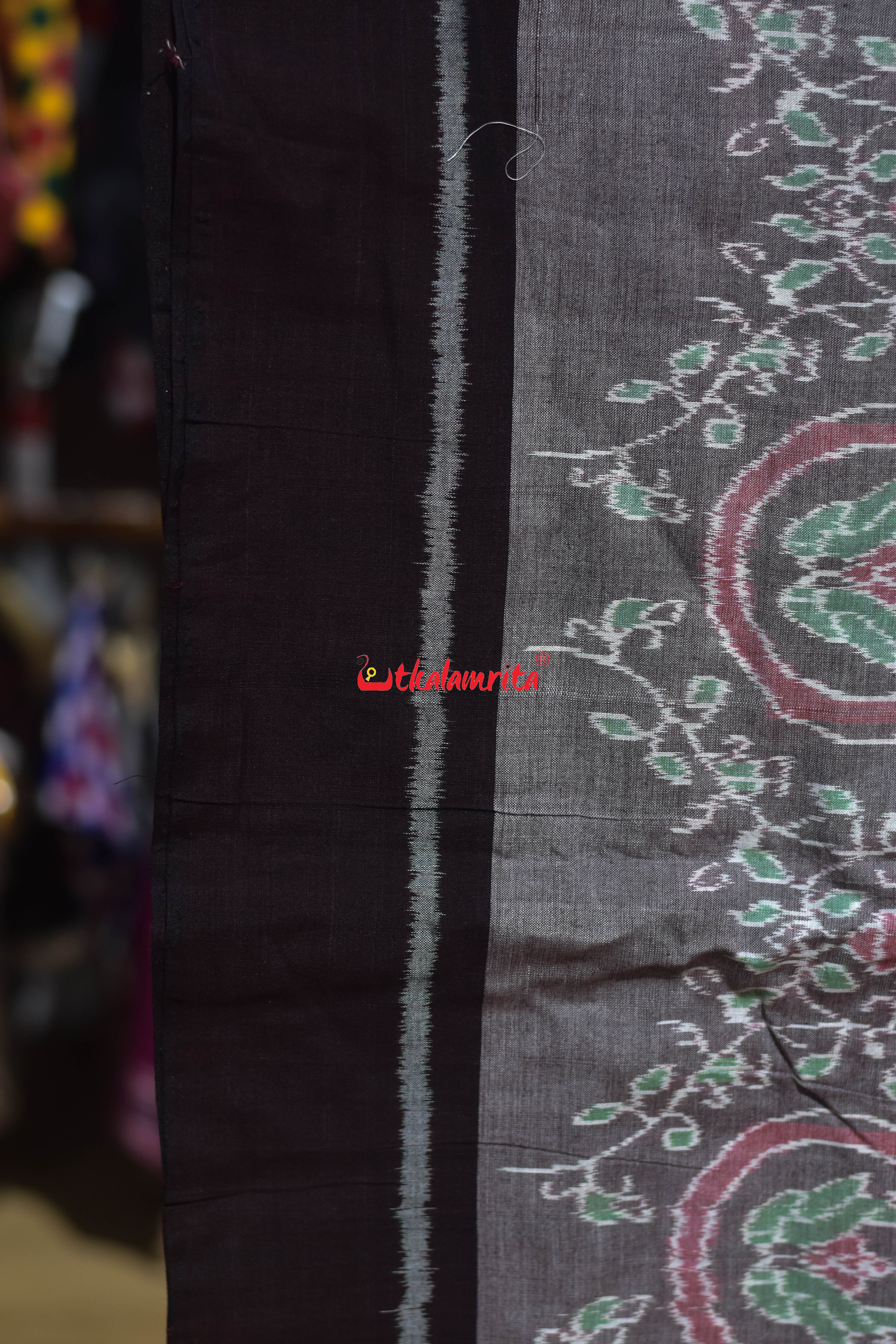 Taupe Brown Jodi parrot Sambalpuri Cotton (Fabric)