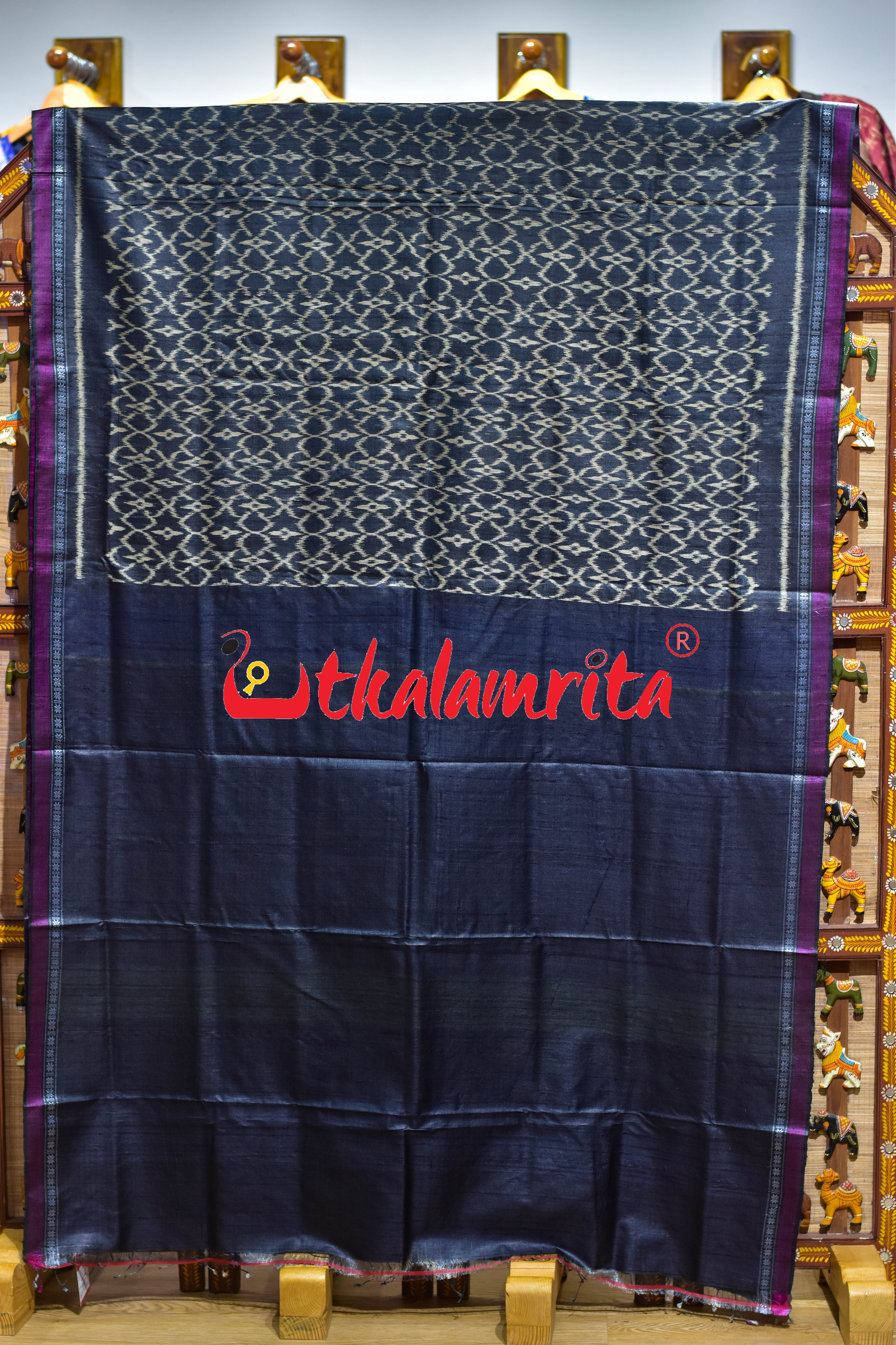 Black Hibiscus Gopalpur Tussar Silk Saree