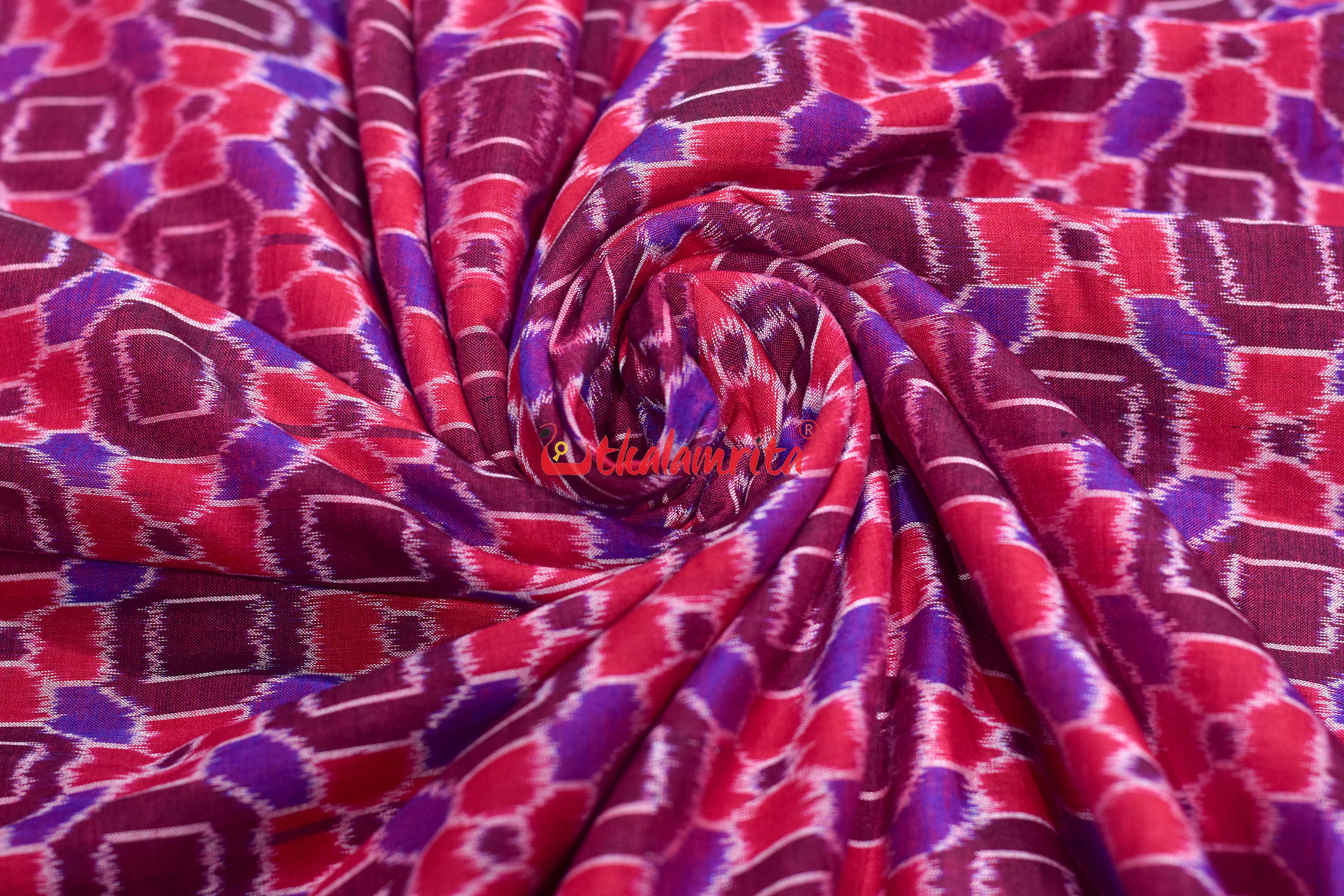 4D Red Flower Bandha Sambalpuri Cotton (Fabric)