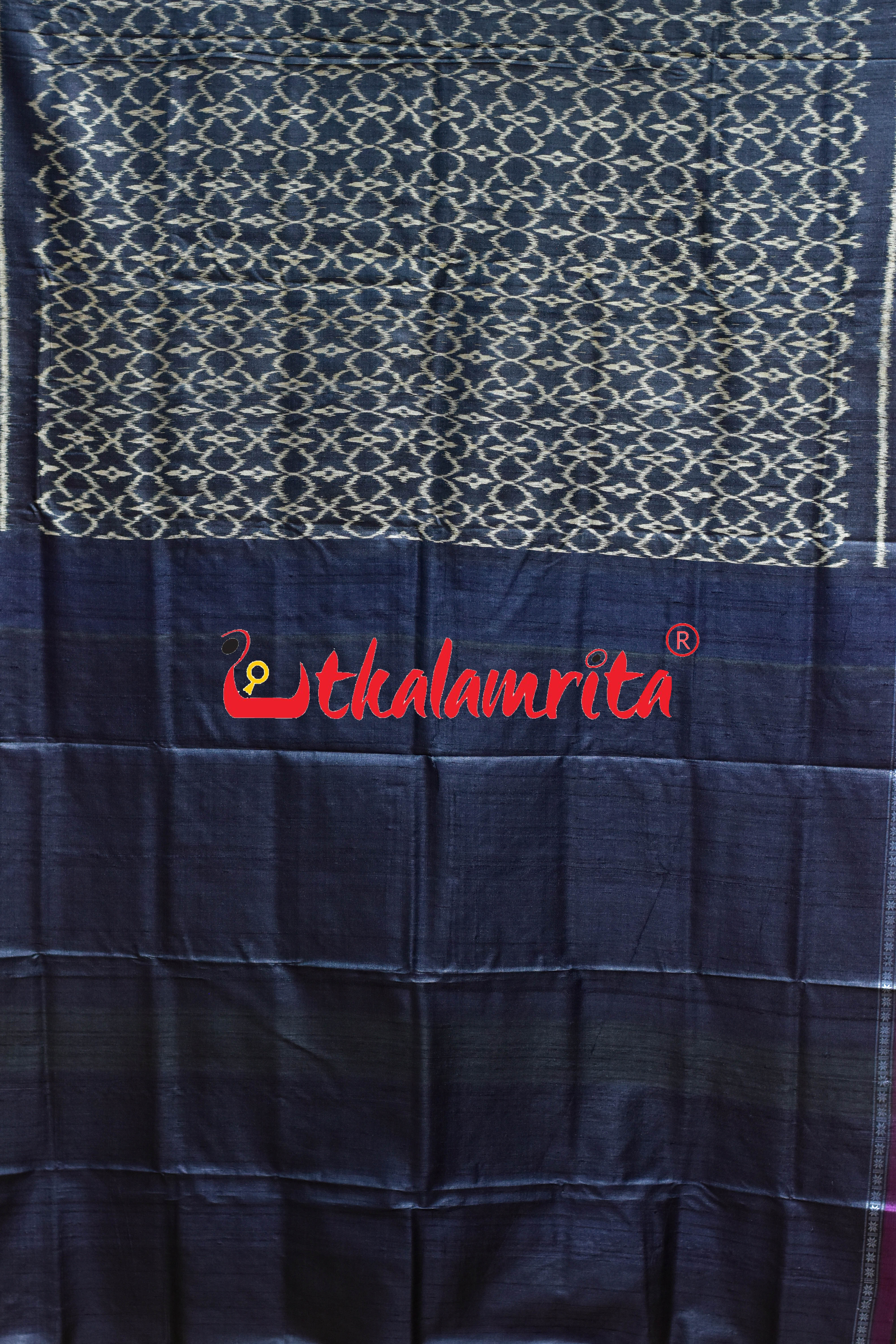 Black Hibiscus Gopalpur Tussar Silk Saree