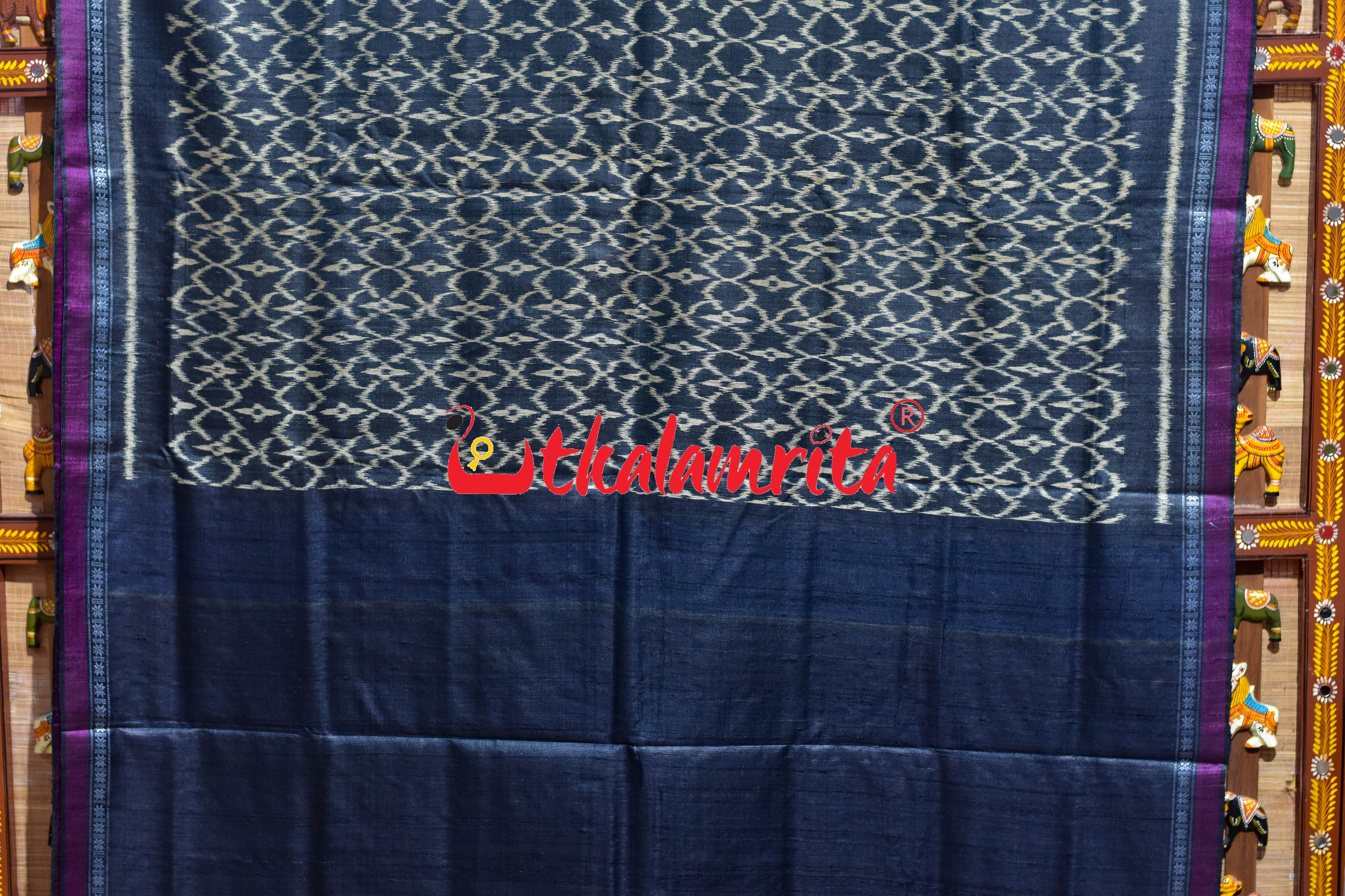 Black Hibiscus Gopalpur Tussar Silk Saree