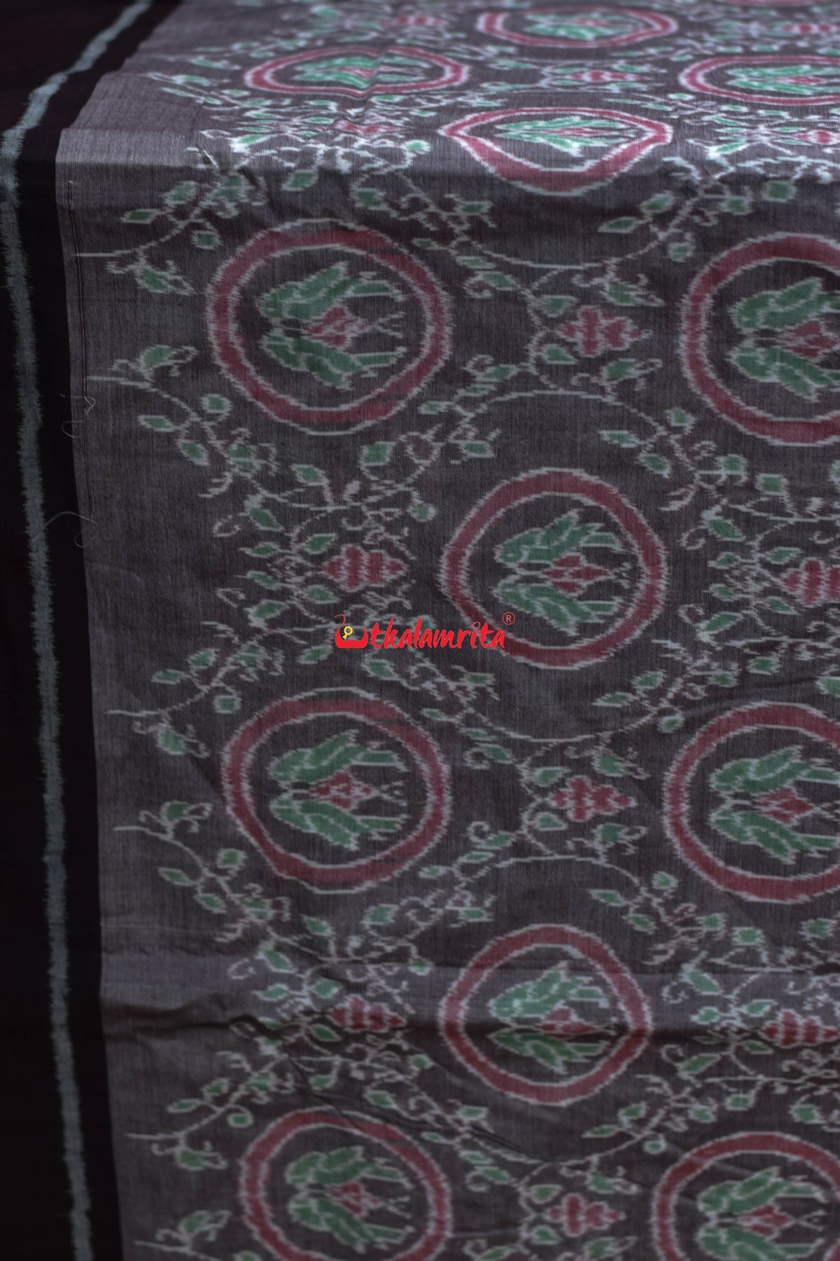 Taupe Brown Jodi parrot Sambalpuri Cotton (Fabric)