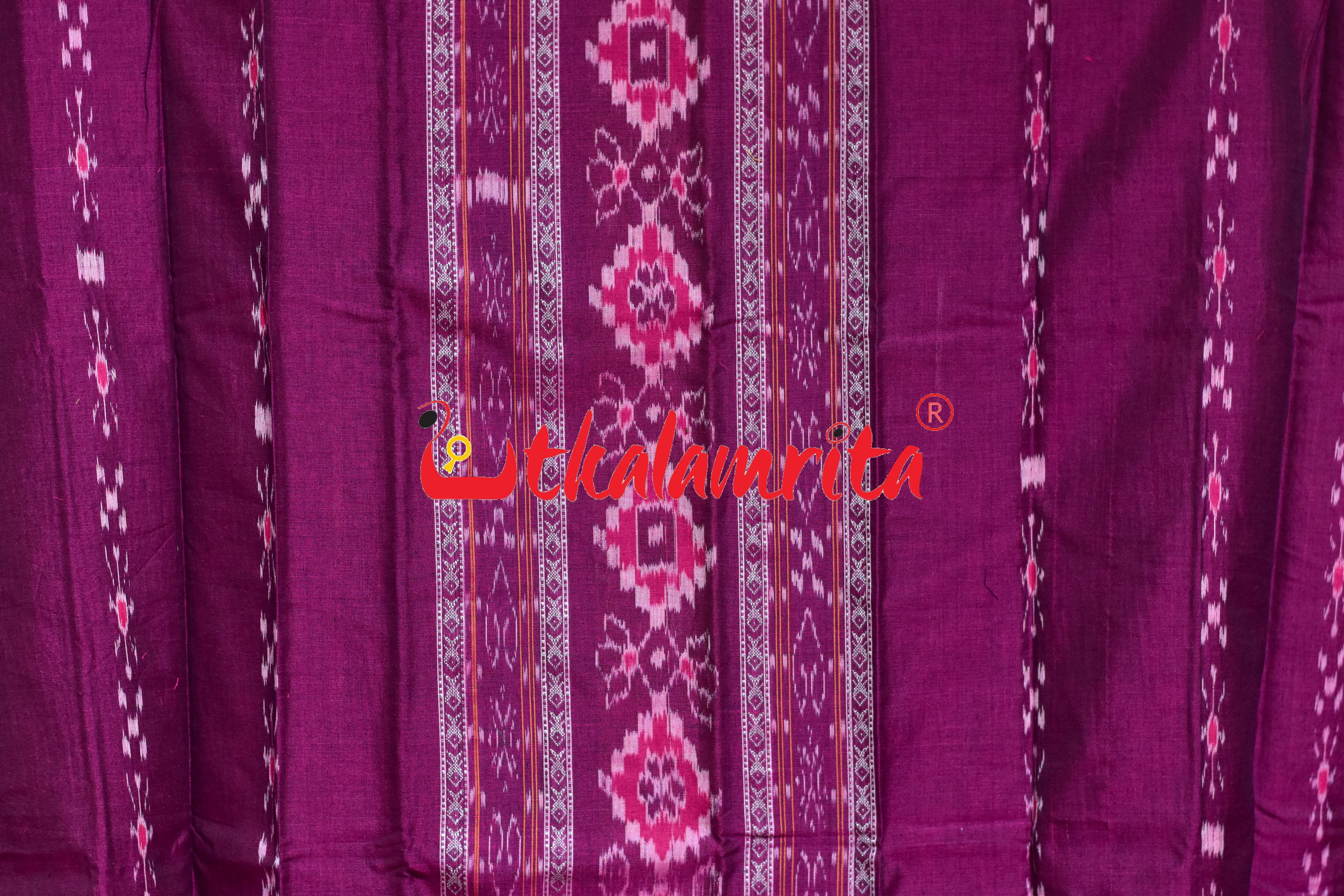 Magenta Golden Middle Design Cotton Dress Set
