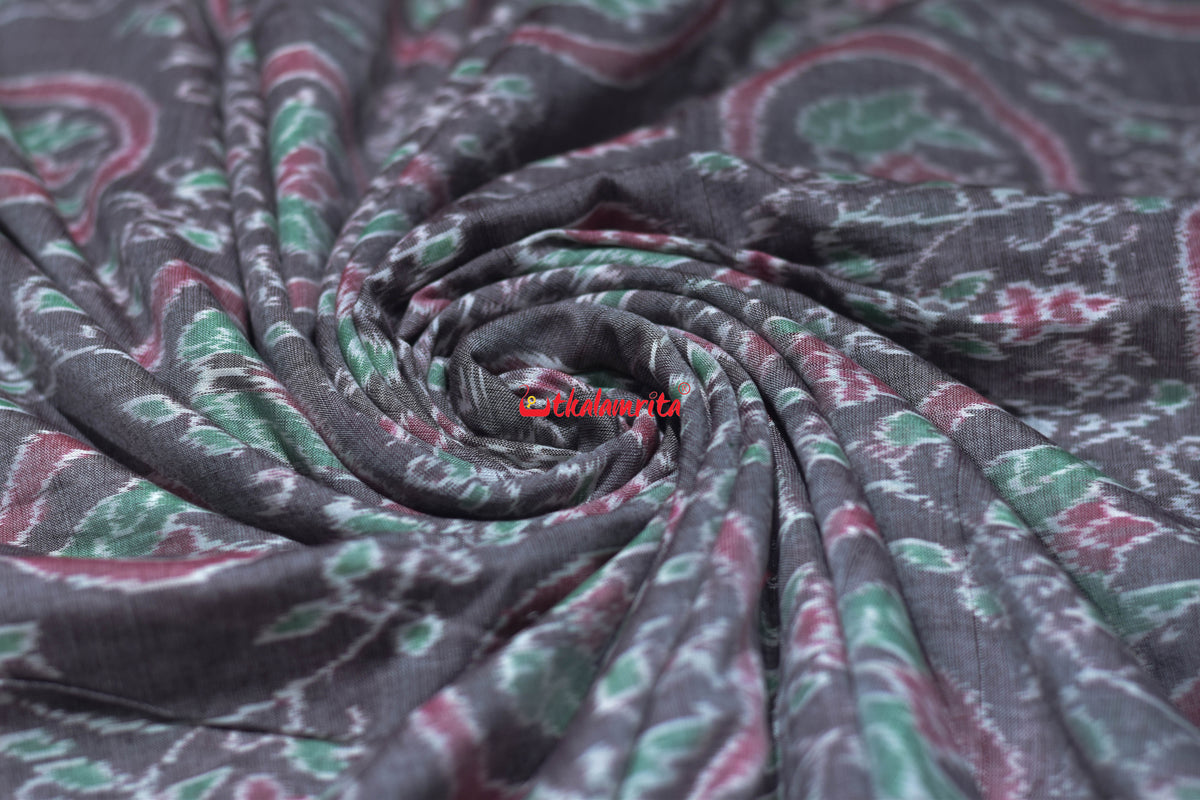 Taupe Brown Jodi parrot Sambalpuri Cotton (Fabric)