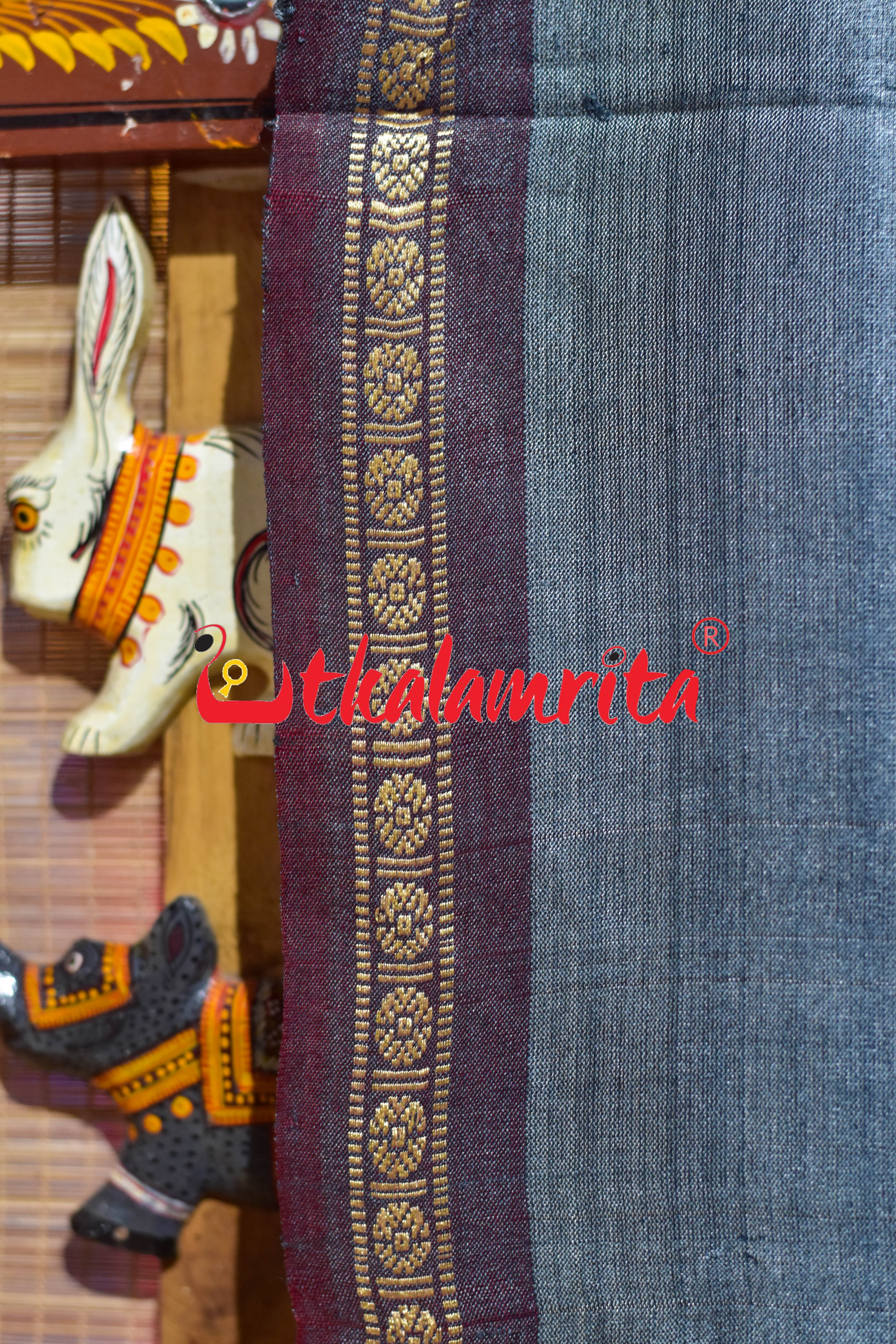 Grey Single Flower Gopalpur Tussar (Dupatta)