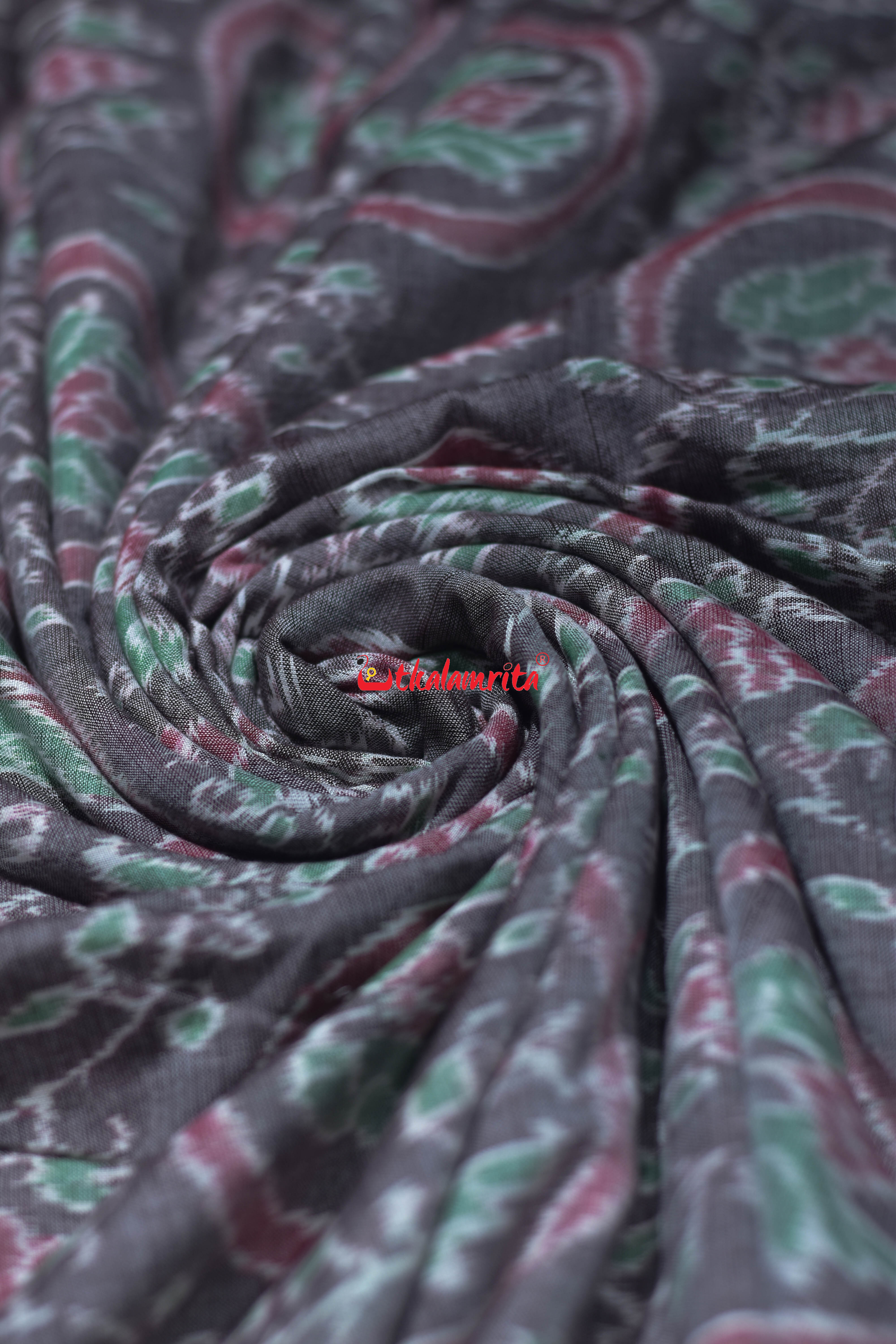 Taupe Brown Jodi parrot Sambalpuri Cotton (Fabric)