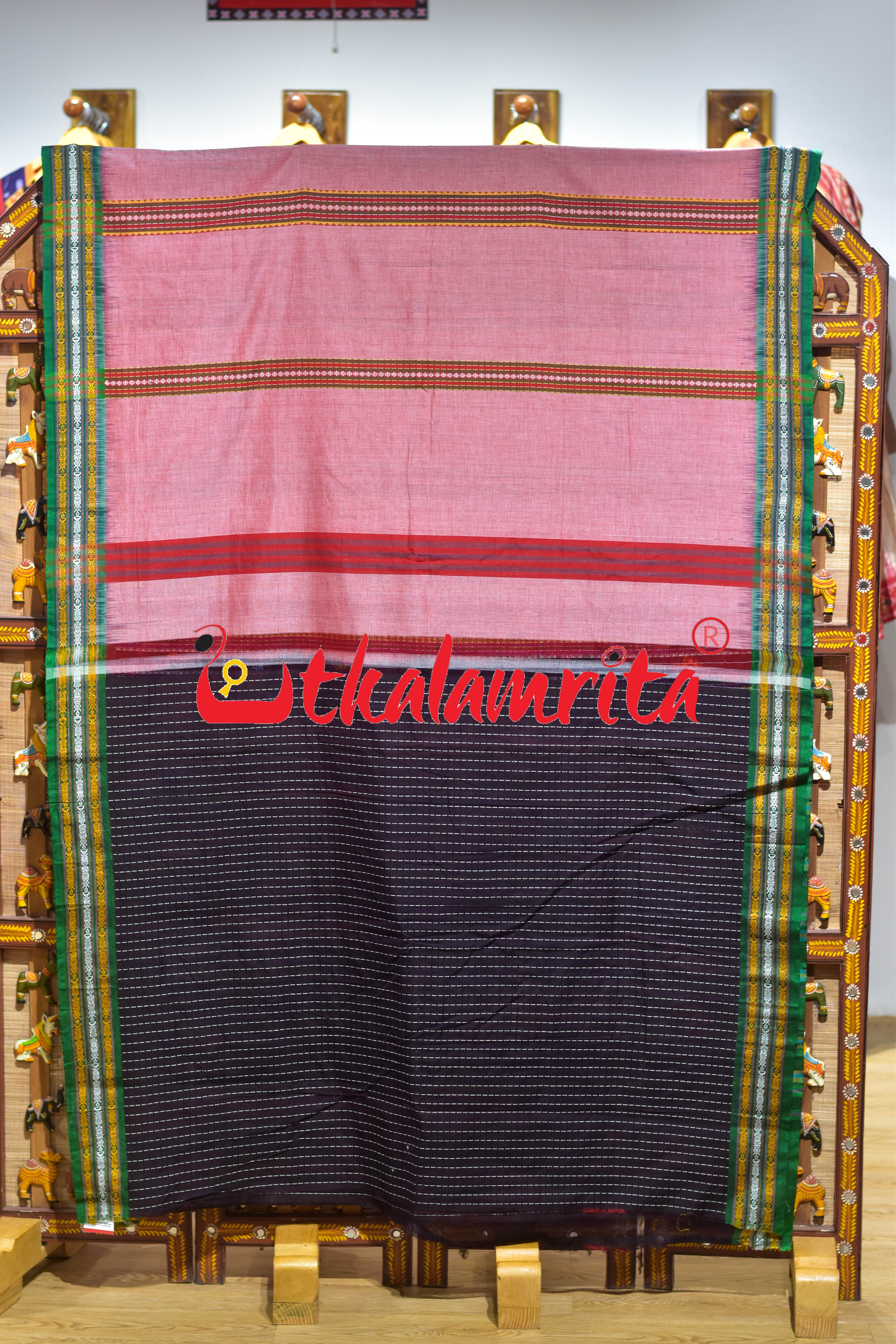 Pink Mala Pati Dhalapathar Cotton Saree
