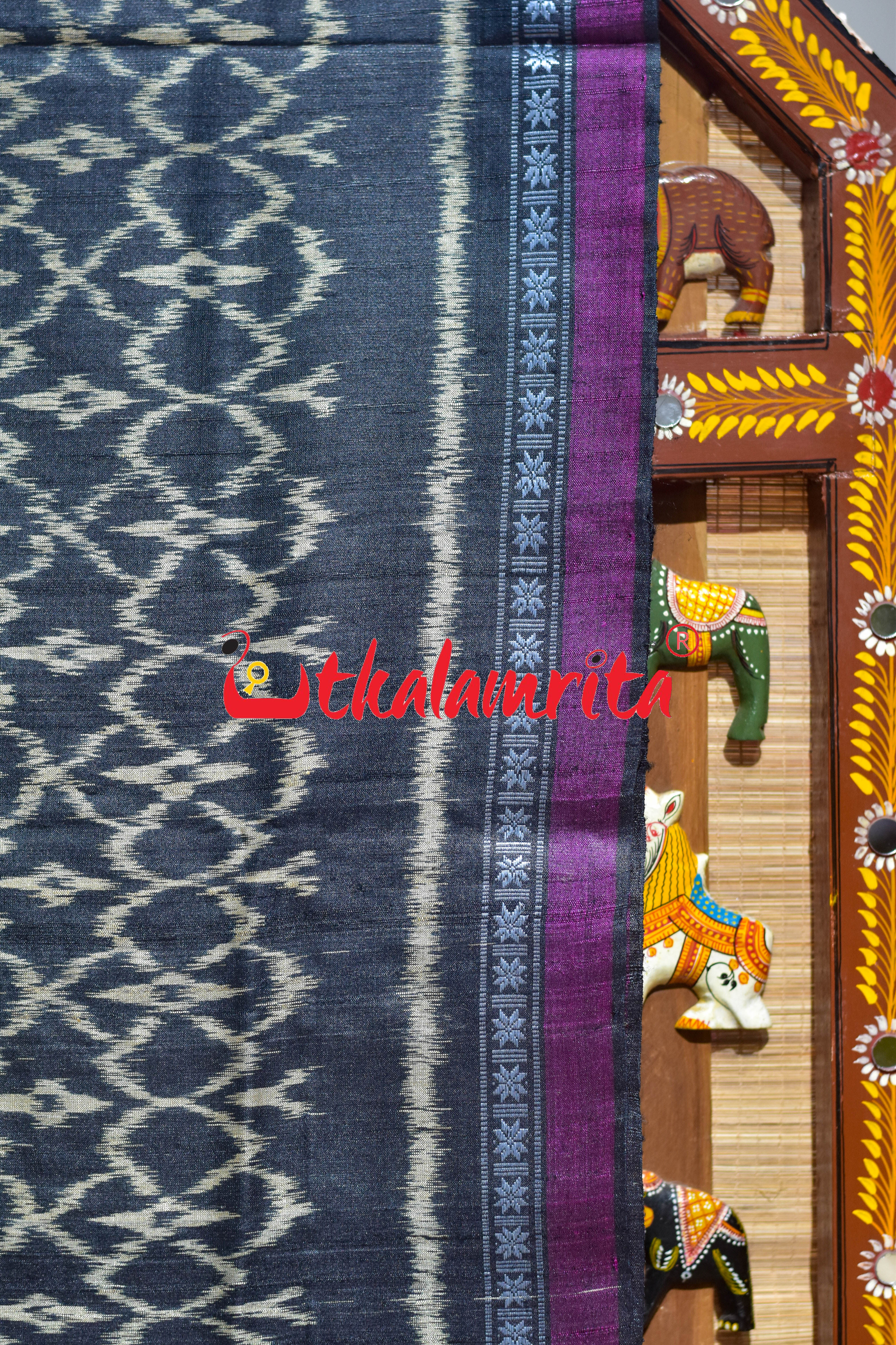 Black Hibiscus Gopalpur Tussar Silk Saree