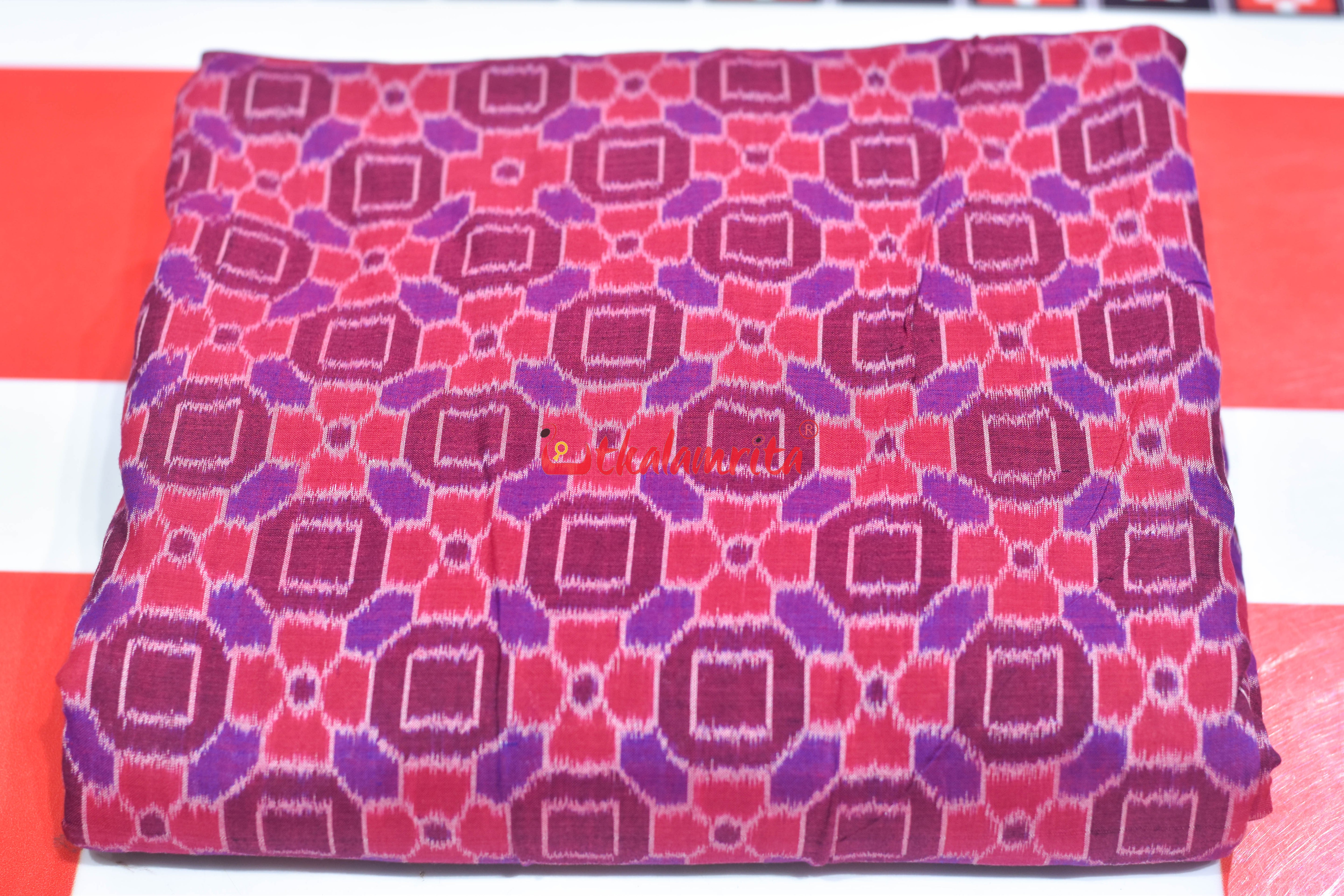 4D Red Flower Bandha Sambalpuri Cotton (Fabric)