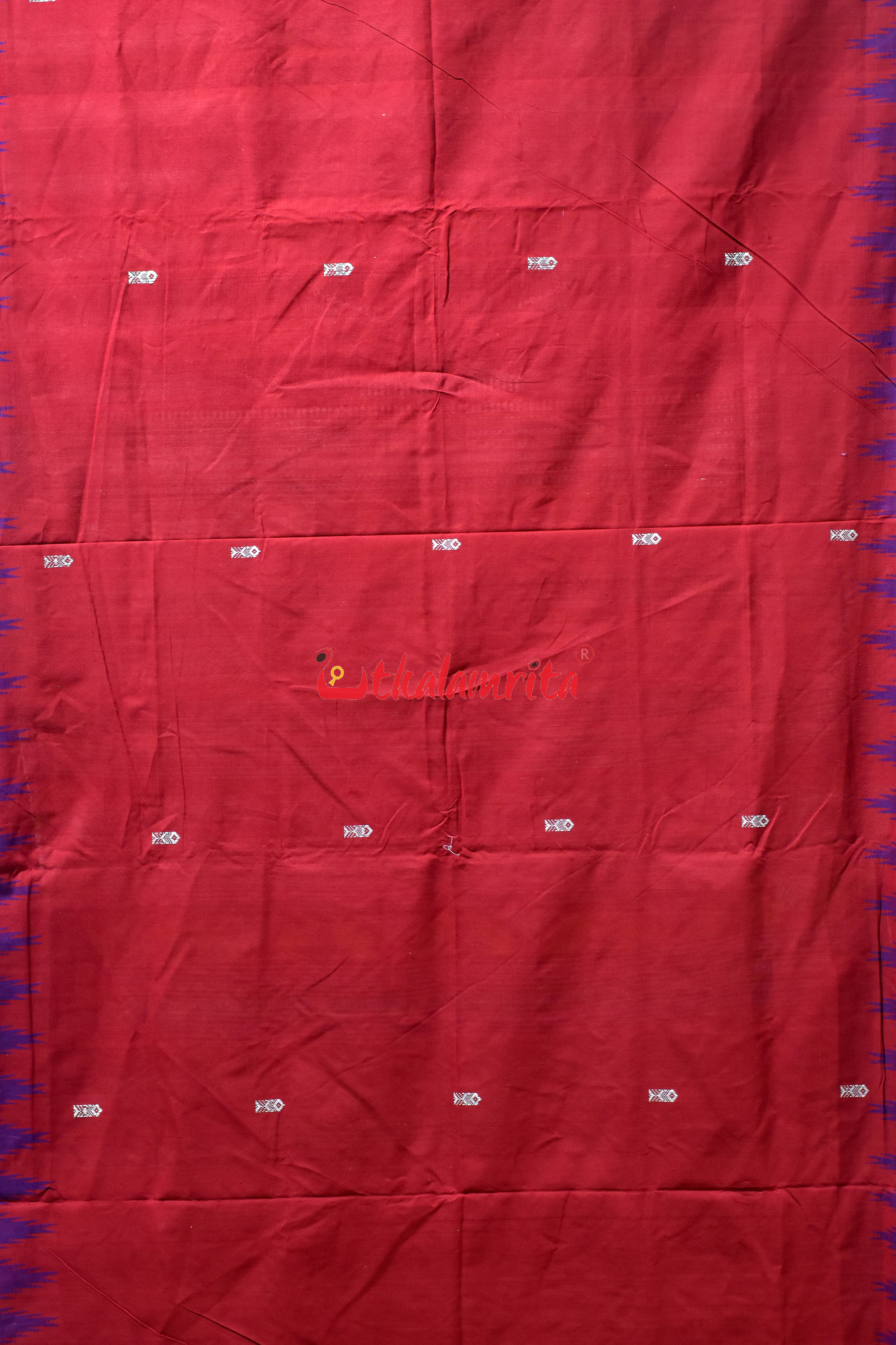 Red Blue Original Ganjam Bomkai Cotton Saree