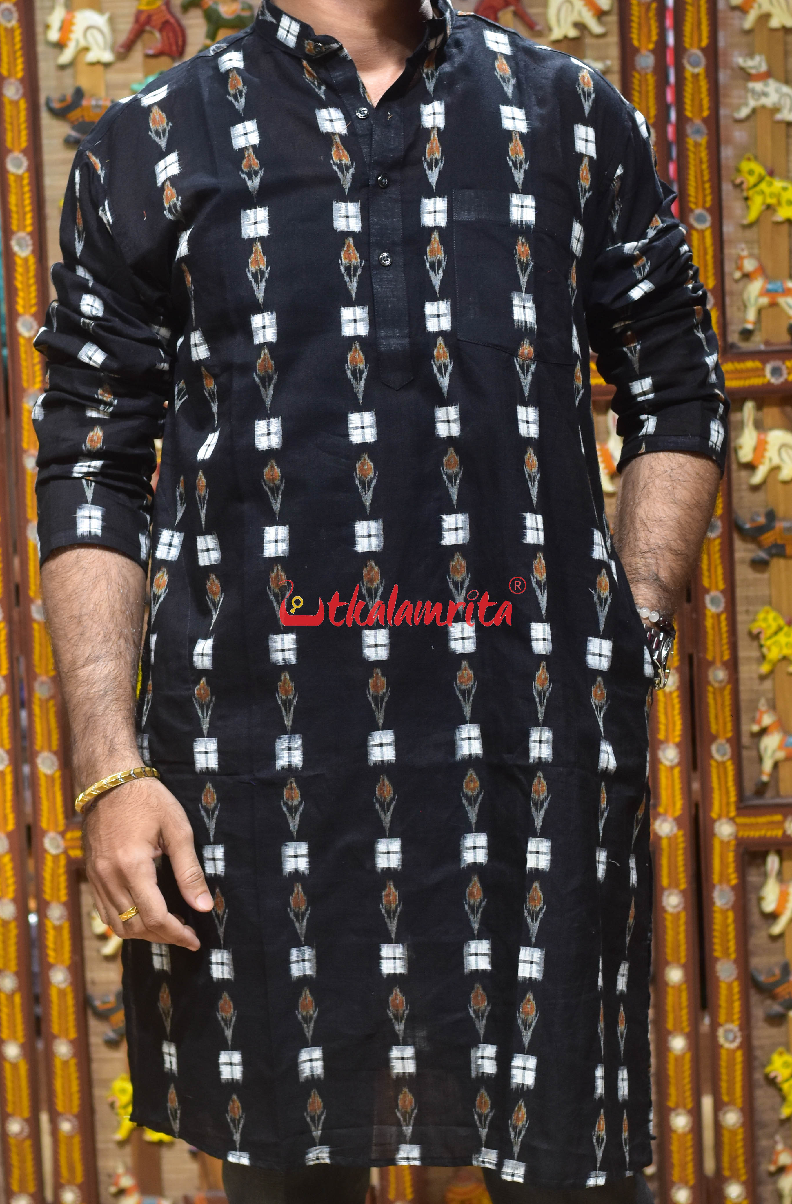 Black Labanga Pasapali (Men's Long Kurta)