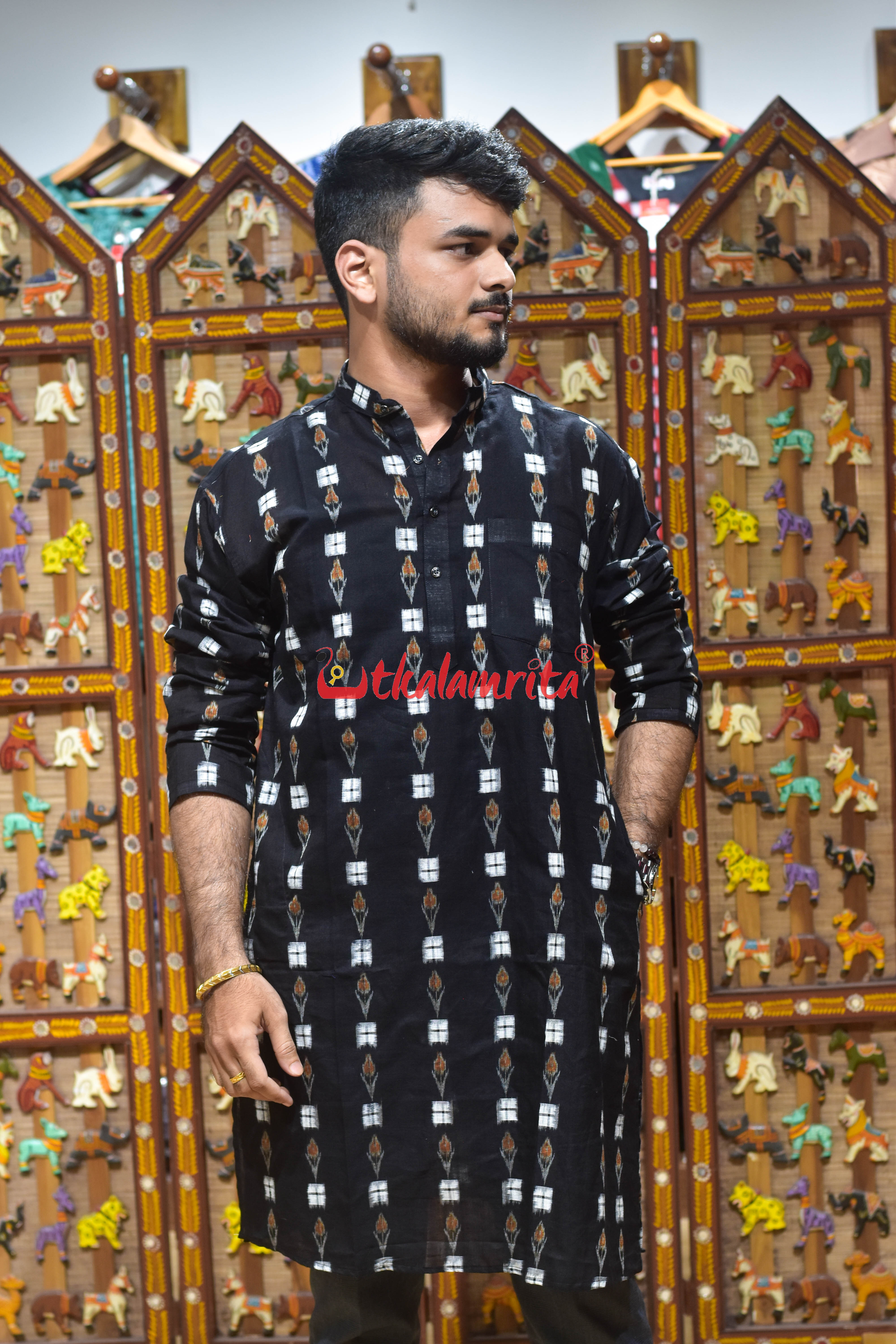 Black Labanga Pasapali (Men's Long Kurta)