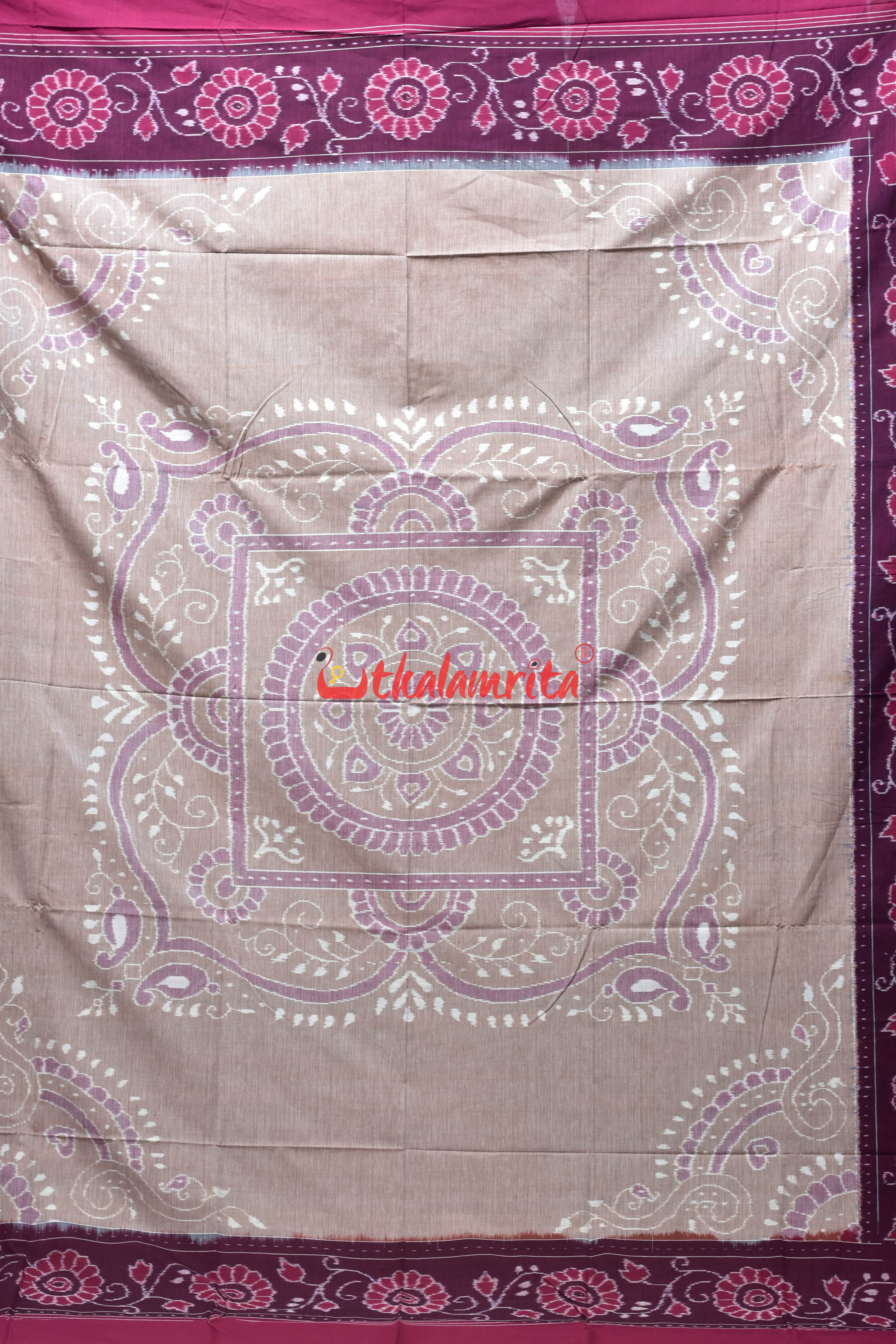 Maroon Cream Flower Bandha Bedsheet