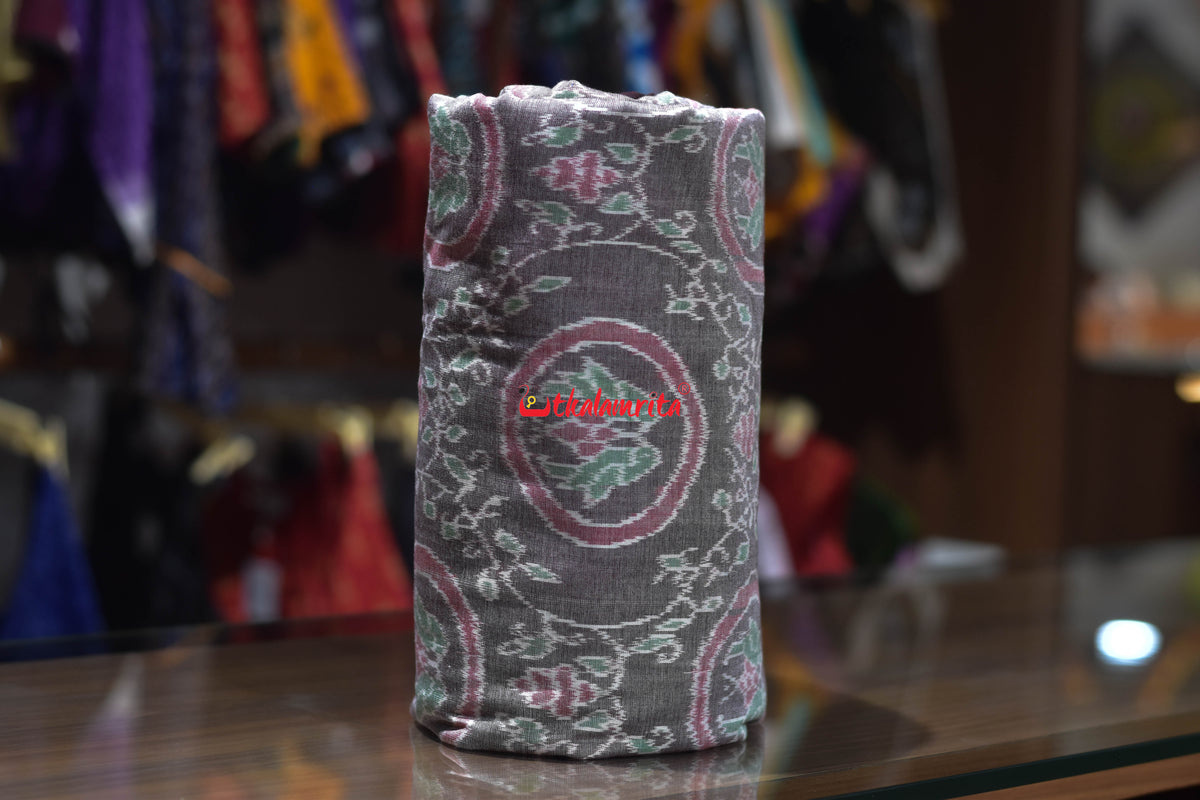 Taupe Brown Jodi parrot Sambalpuri Cotton (Fabric)