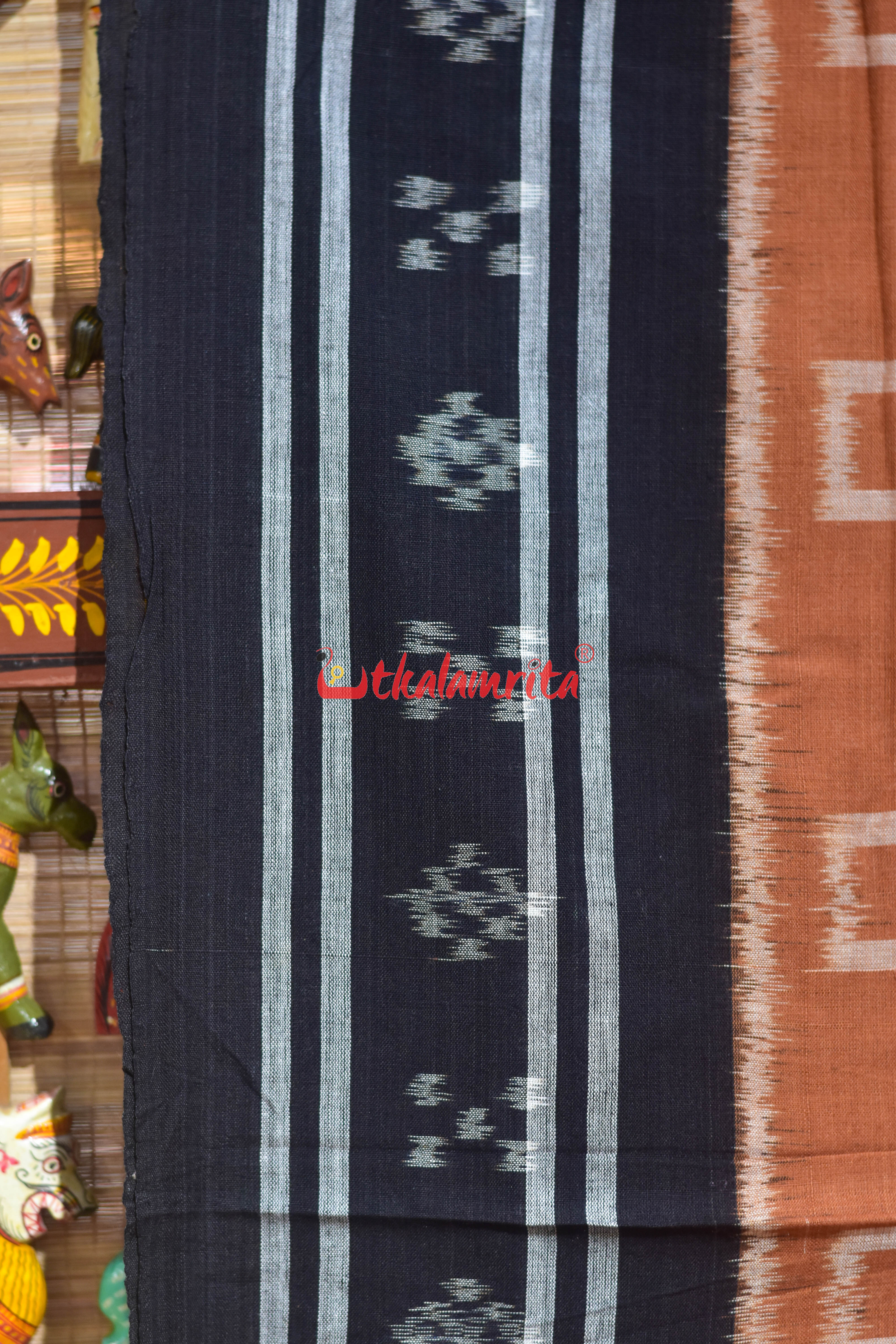 Half half Brown Peach Khandua Cotton Saree