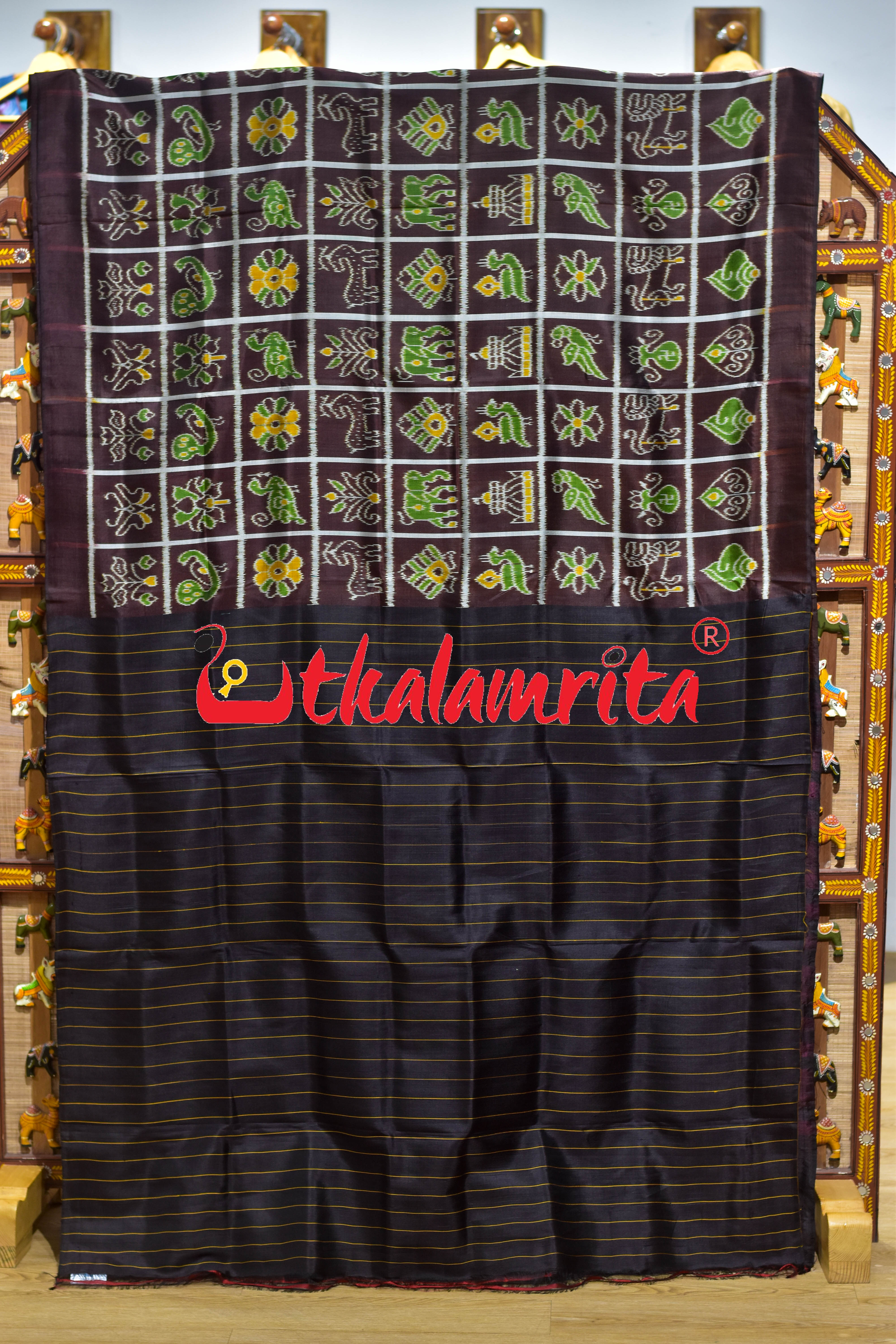 Coffee Self Nabakothi Khandua Silk Saree