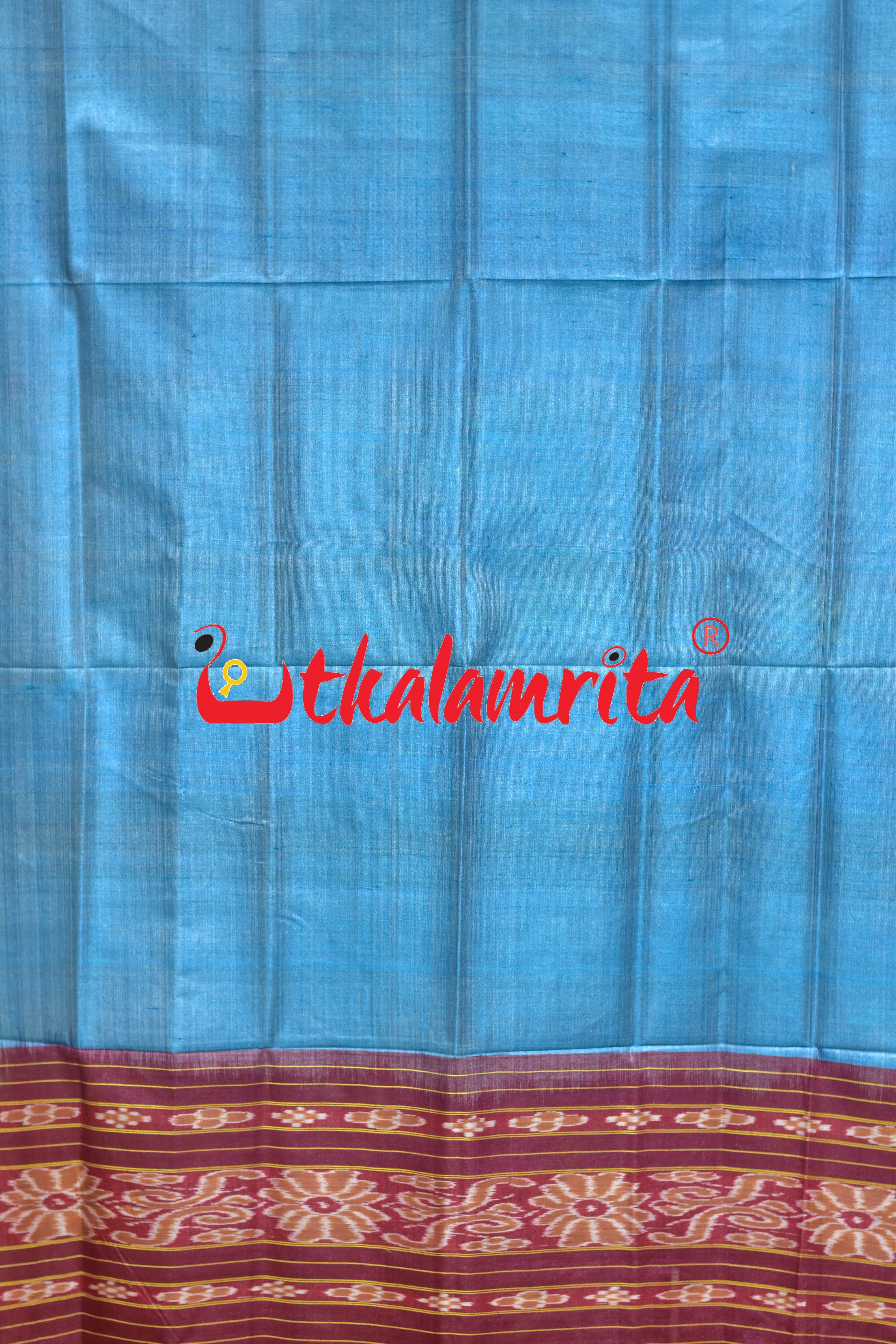 Sky Blue Single Flower Gopalpur Tussar (Dupatta)