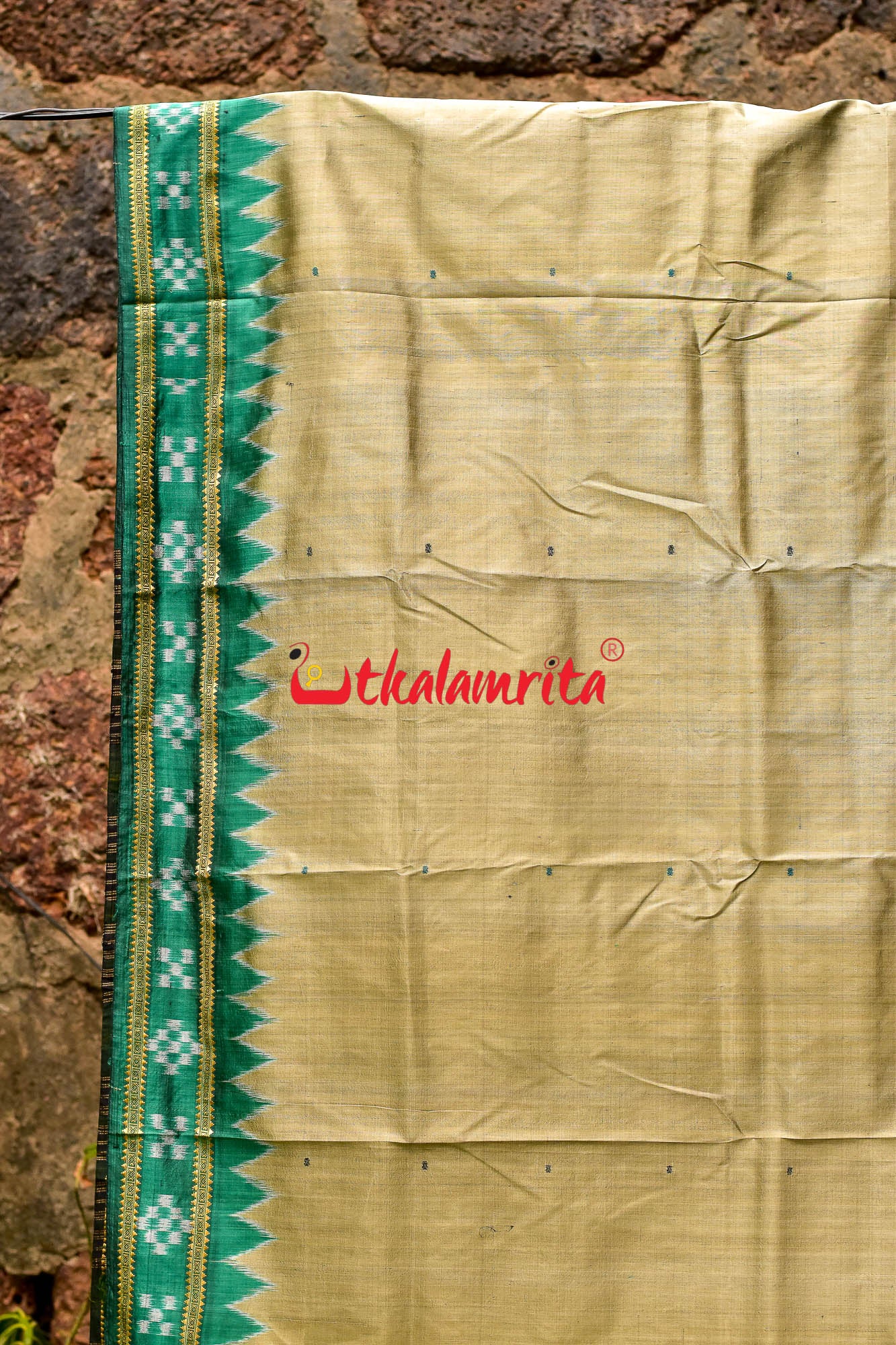 Olive Green Ganga Jamuna Khandua Silk Saree