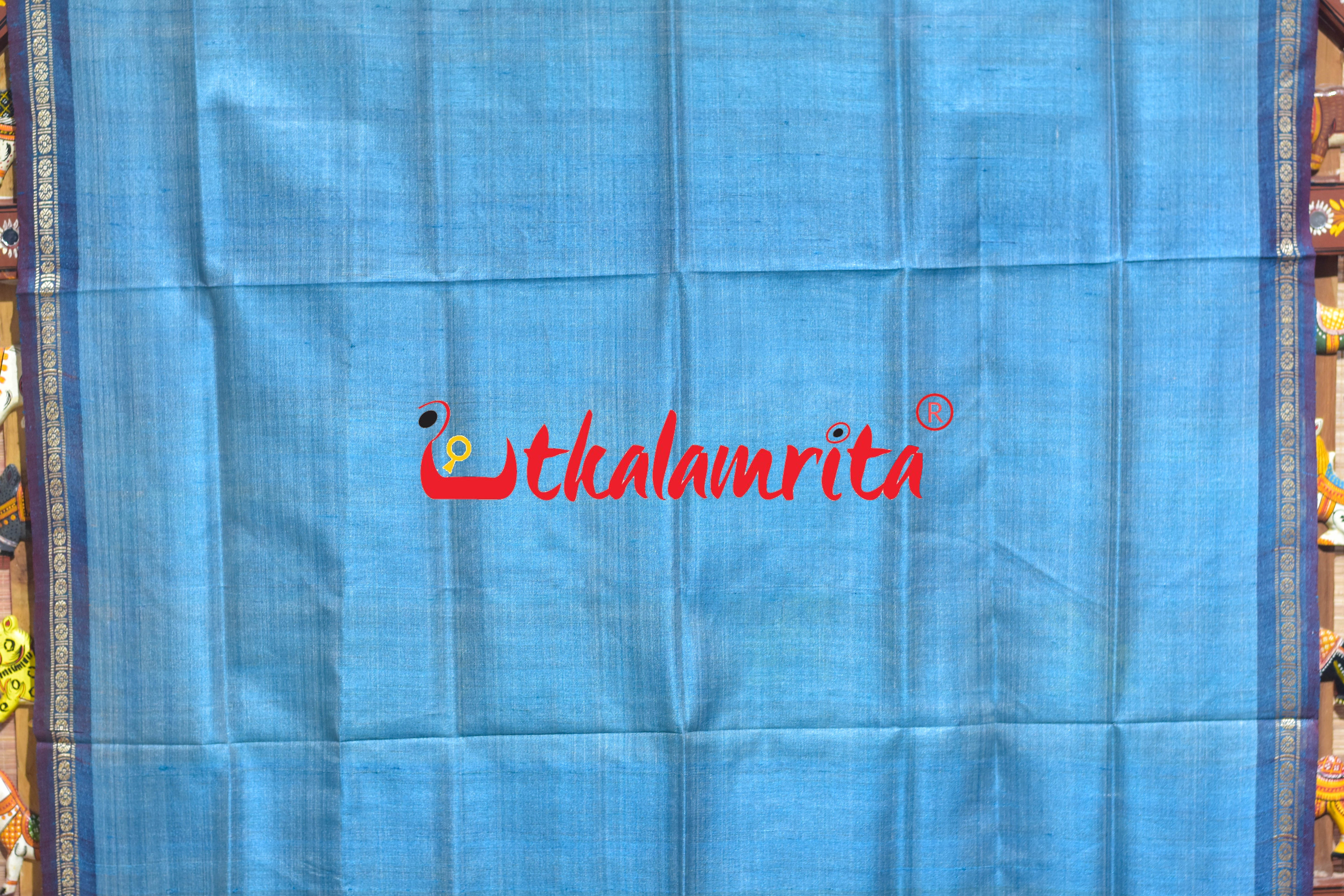 Sky Blue Single Flower Gopalpur Tussar (Dupatta)