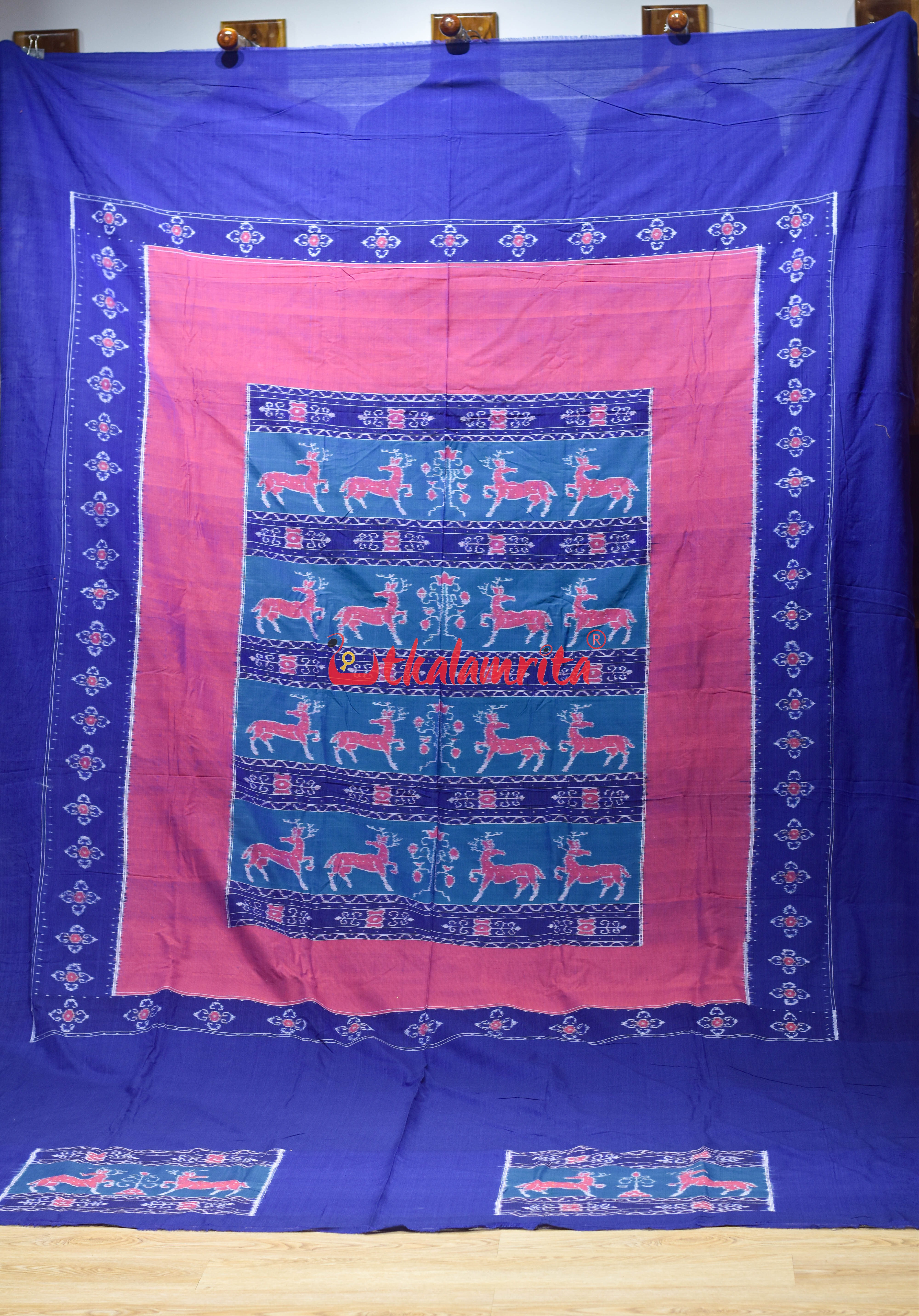Purple with Blue Harina Bandha Pasapali Bedsheet