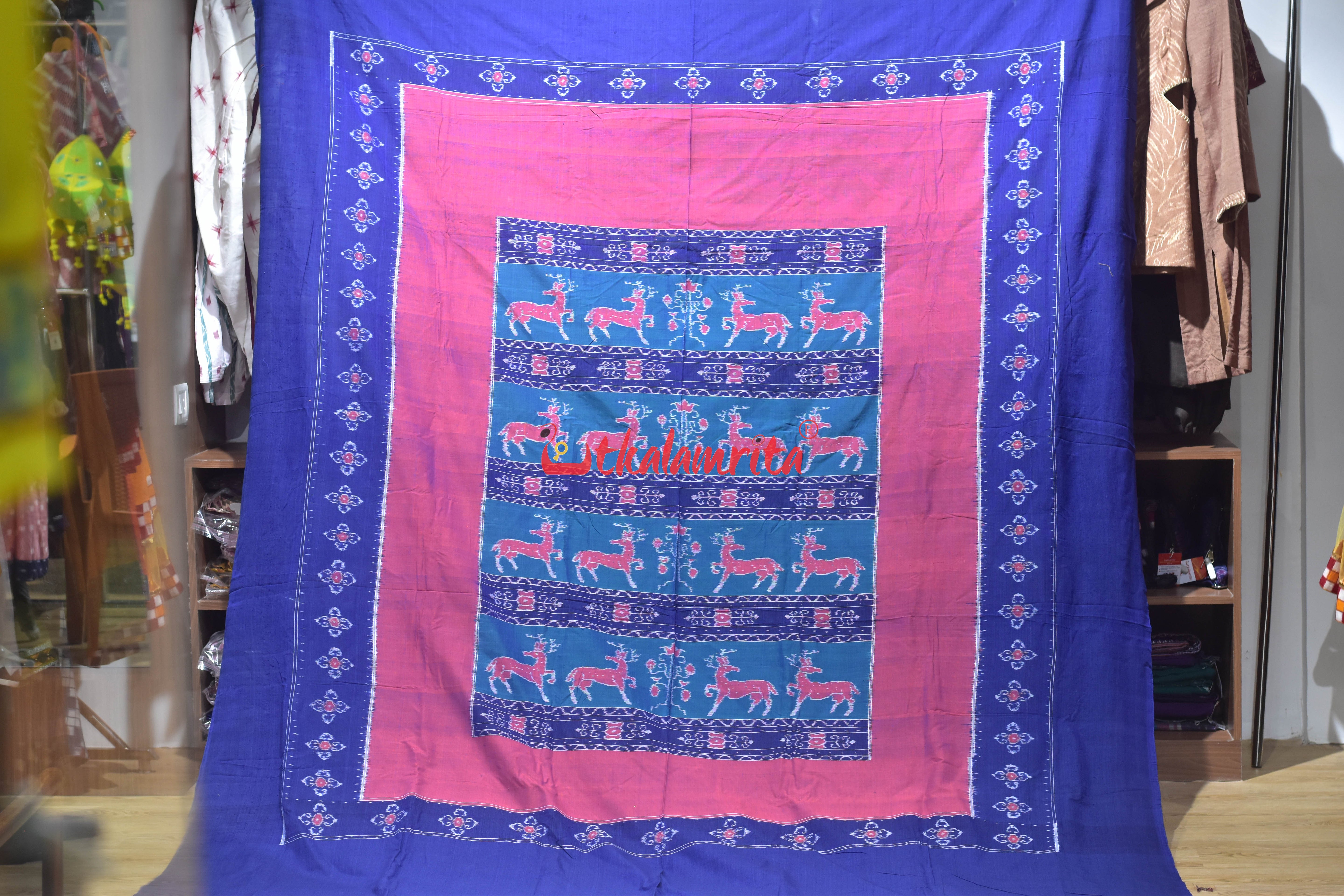 Purple with Blue Harina Bandha Pasapali Bedsheet