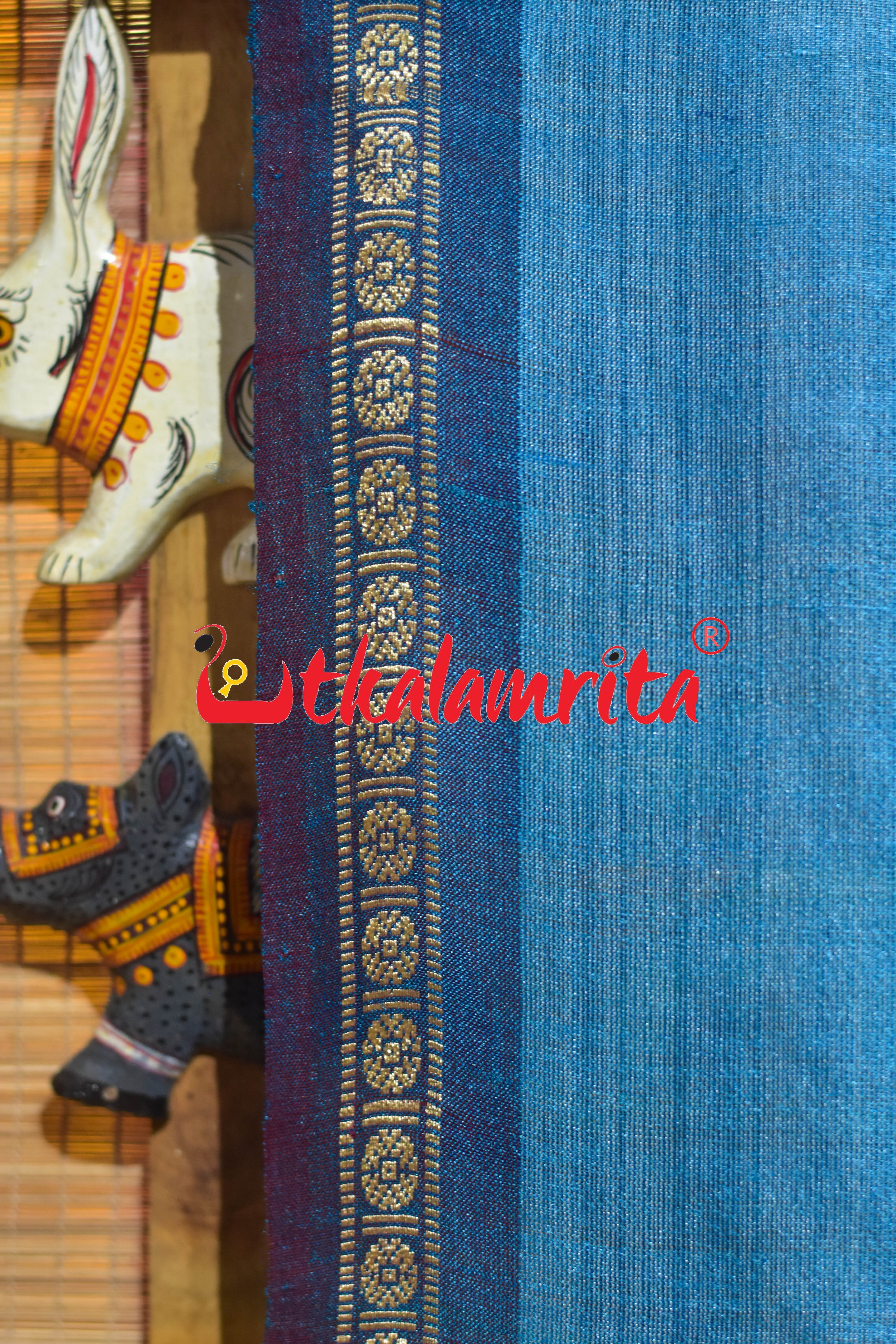 Sky Blue Single Flower Gopalpur Tussar (Dupatta)
