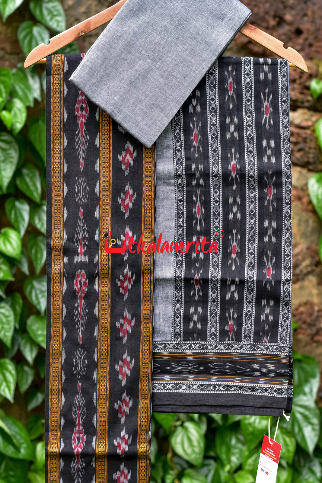 Black Grey Pasapali Long Flower Bandha Dress Set