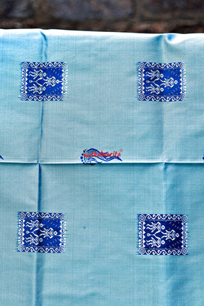 Aqua Tribal Bomkai Silk Saree
