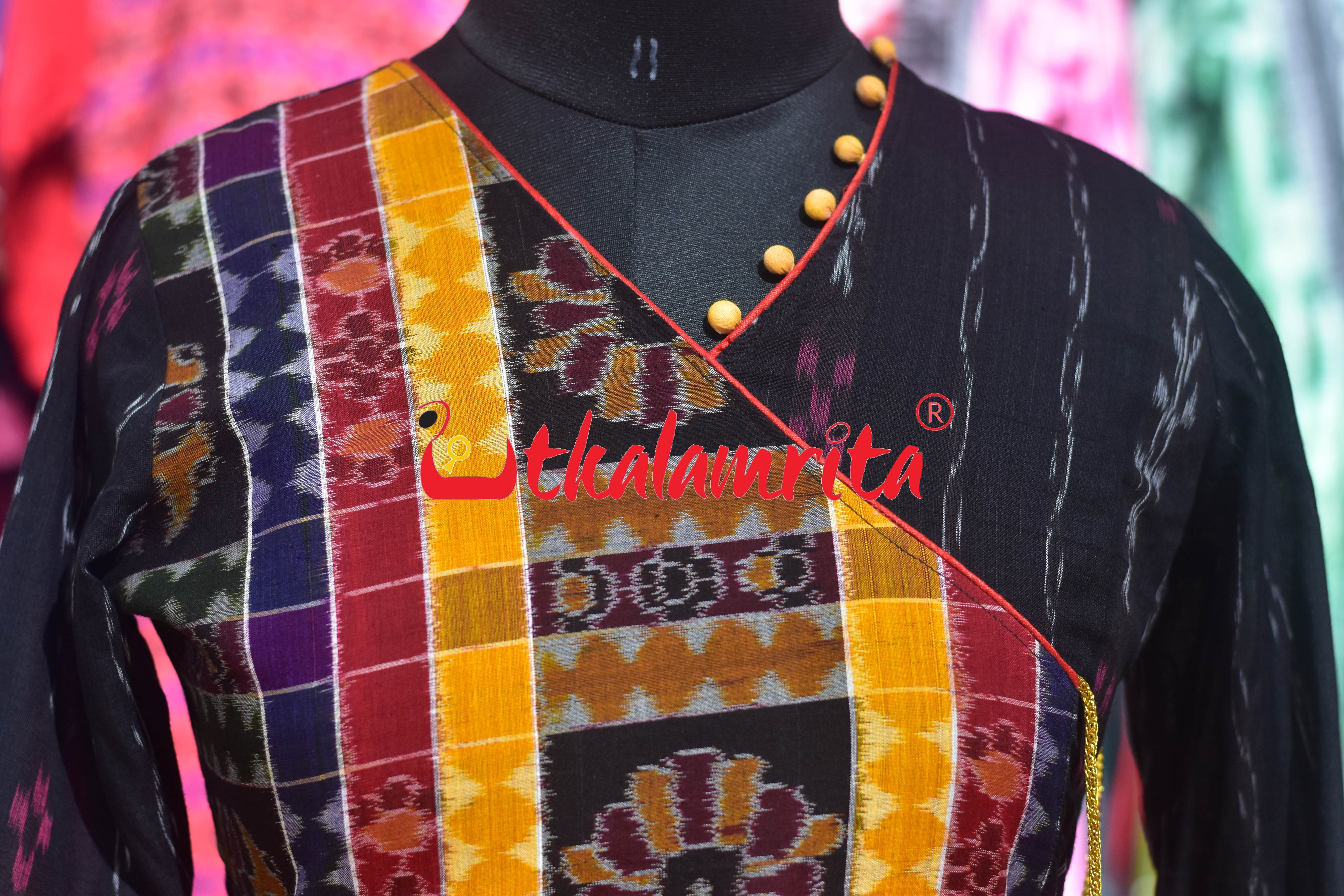 Black Ikat Yellow Kumbha Utkala Laxmi (Ladies' Gown)