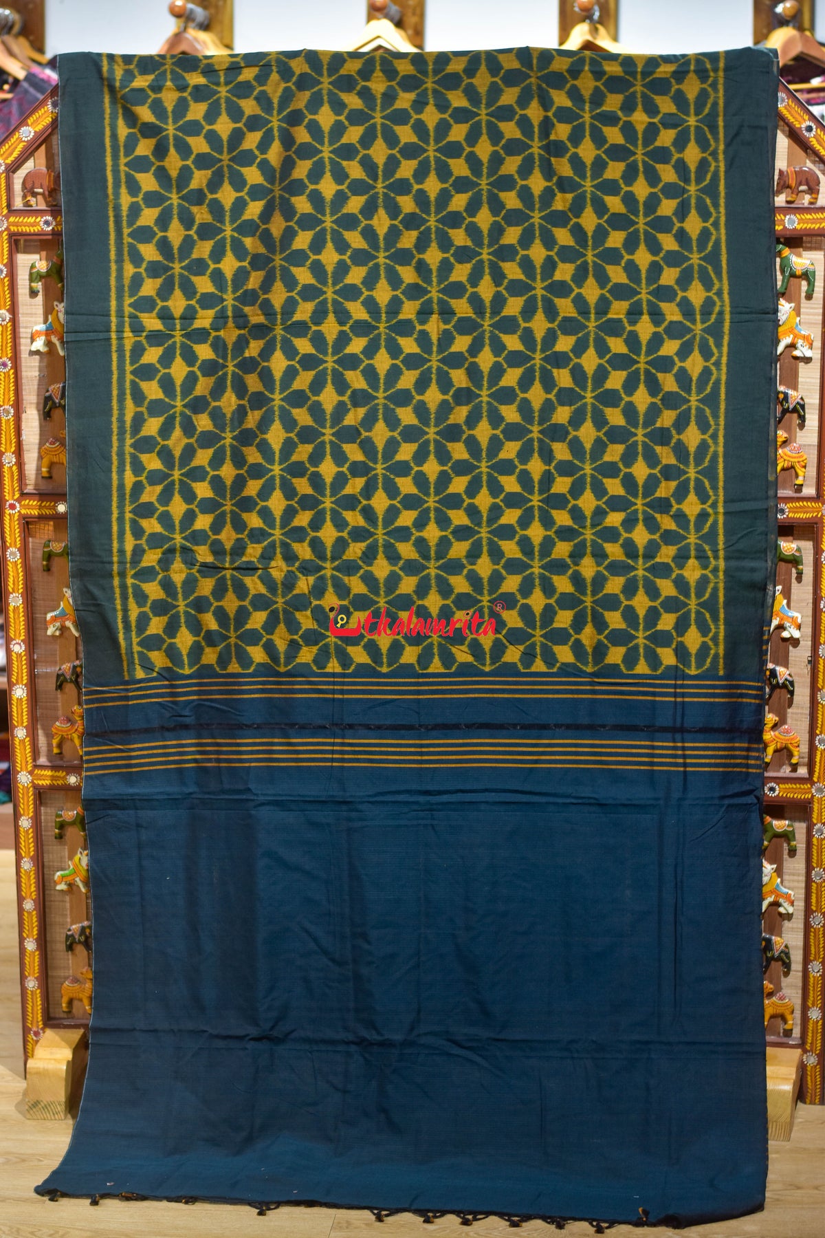 Special Bandha Green Yellow Khandua Cotton Saree