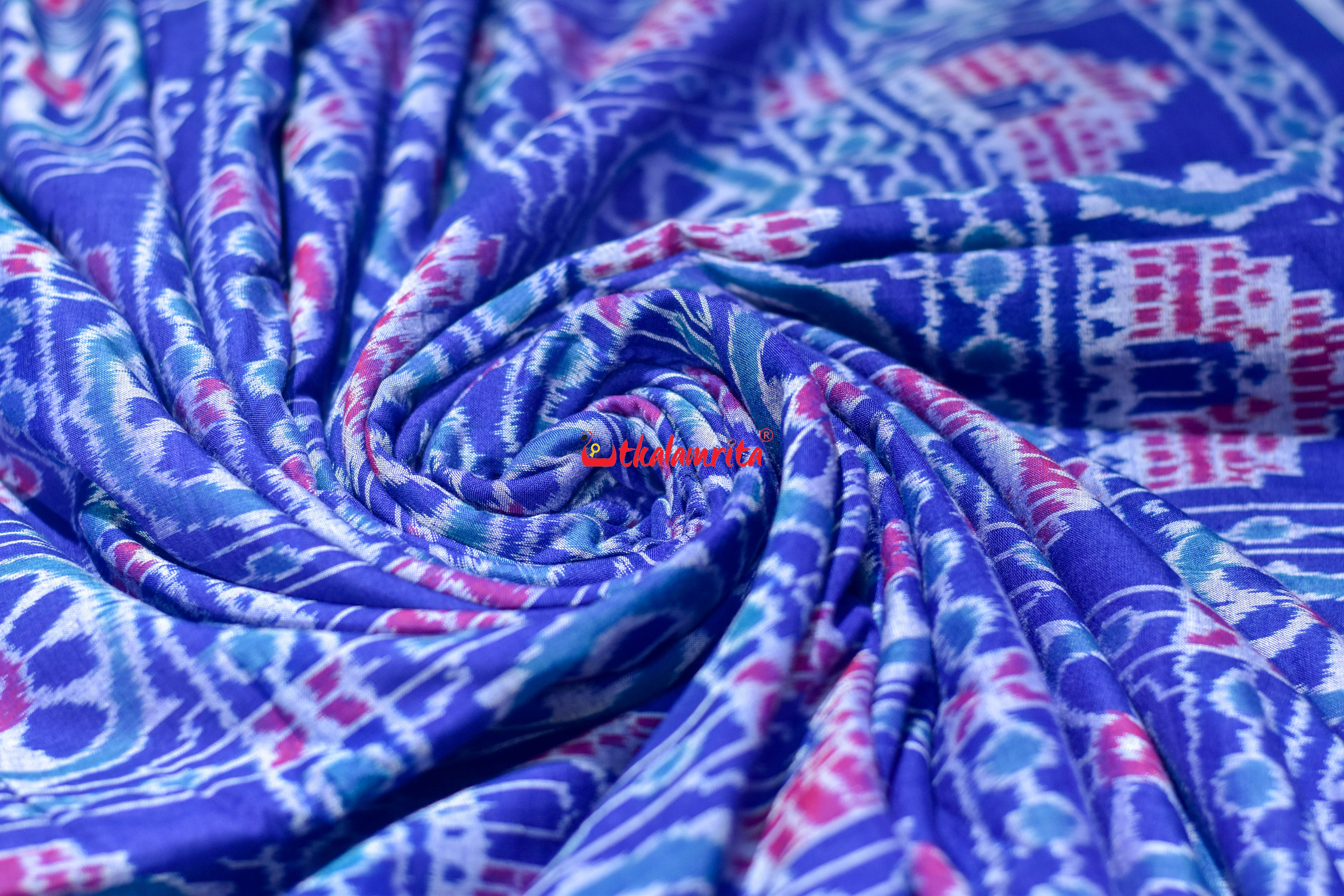 Blue Konark Chakra Sambalpuri Cotton (Fabric)
