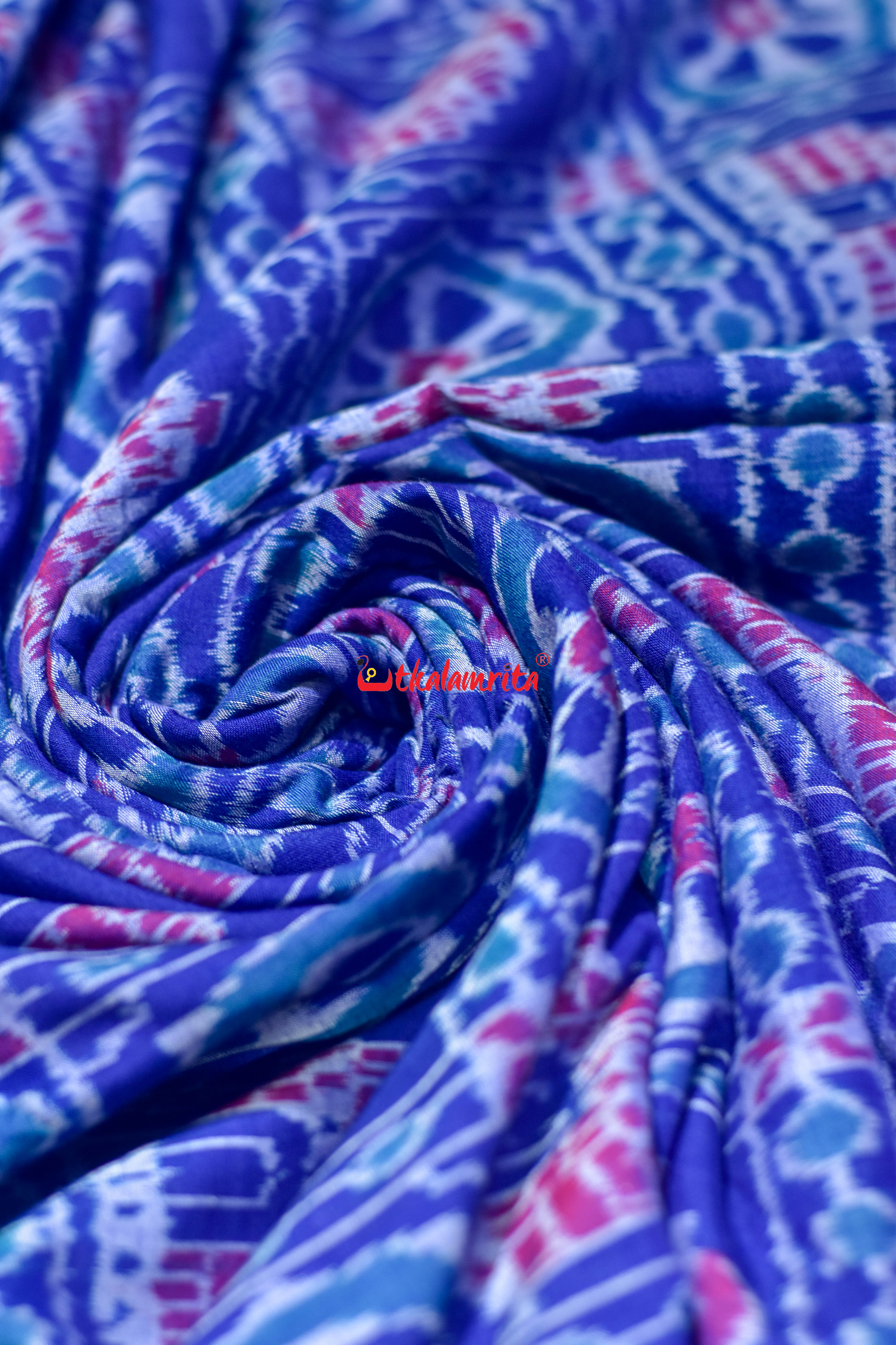 Blue Konark Chakra Sambalpuri Cotton (Fabric)