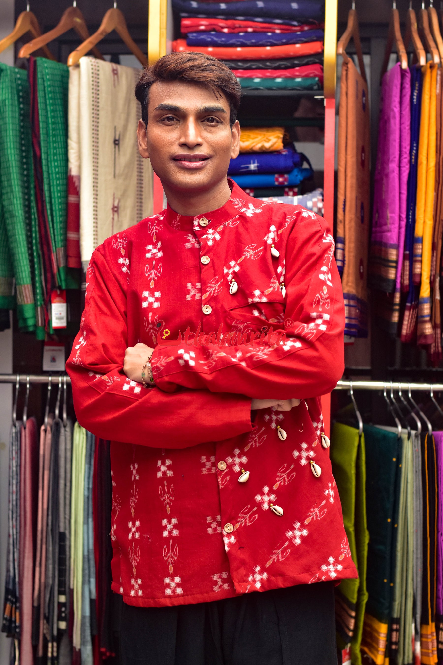 Pasapali & Flower (Men's Half Sherwani)
