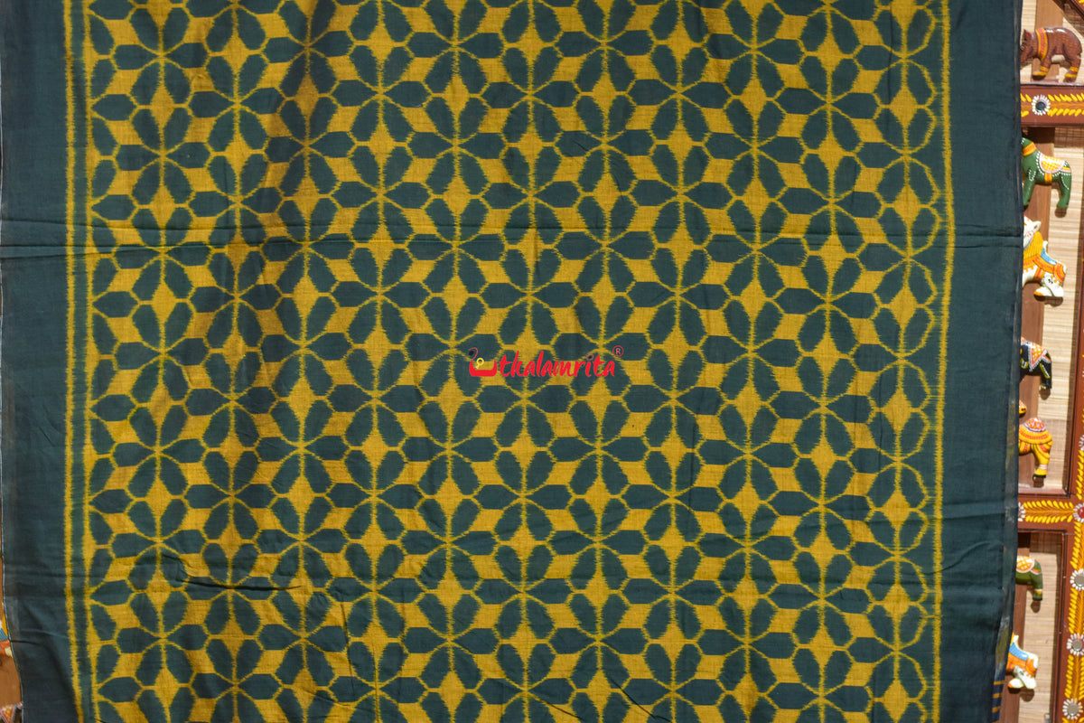 Special Bandha Green Yellow Khandua Cotton Saree