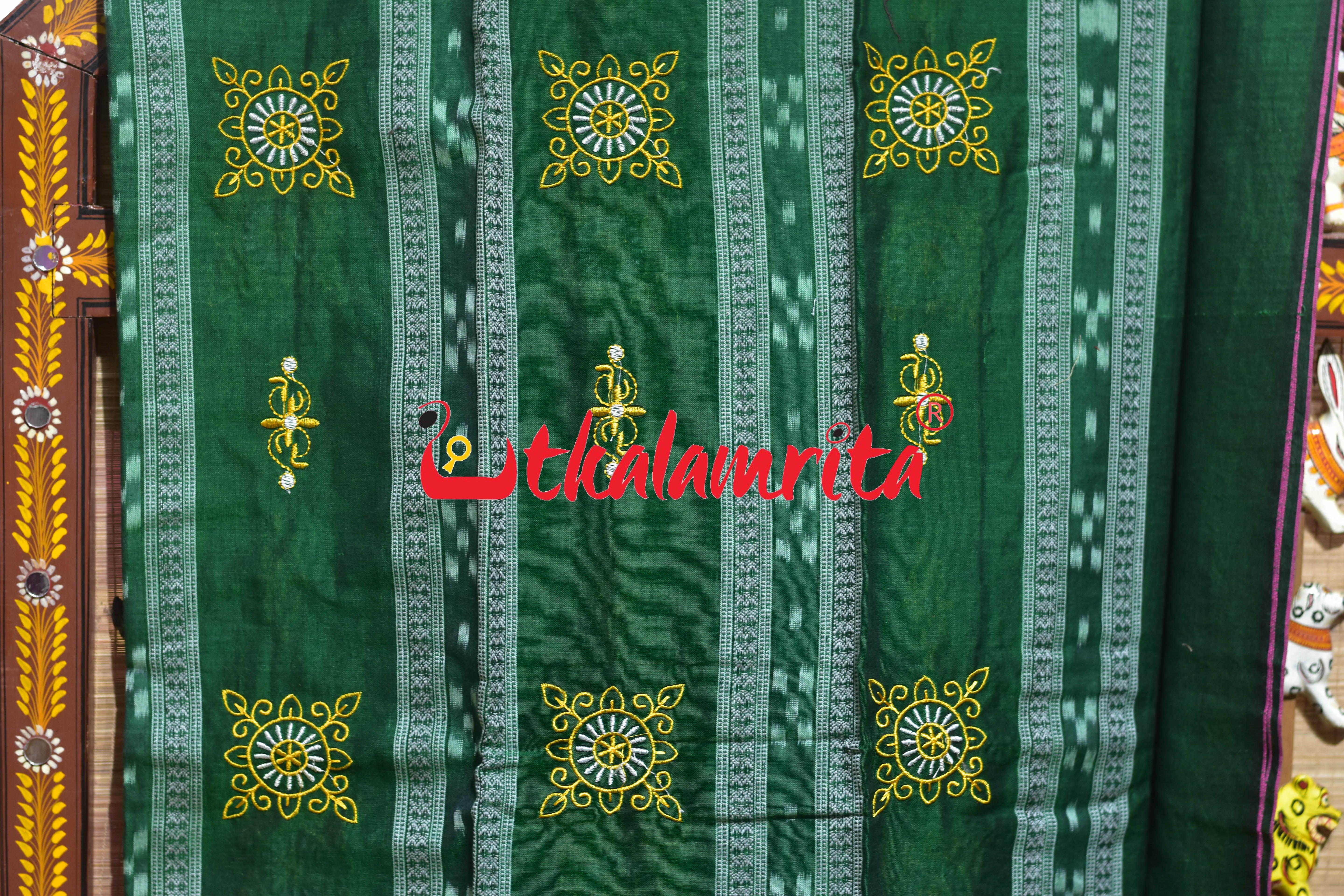Green Yellow Big Flower Cotton Dress Set