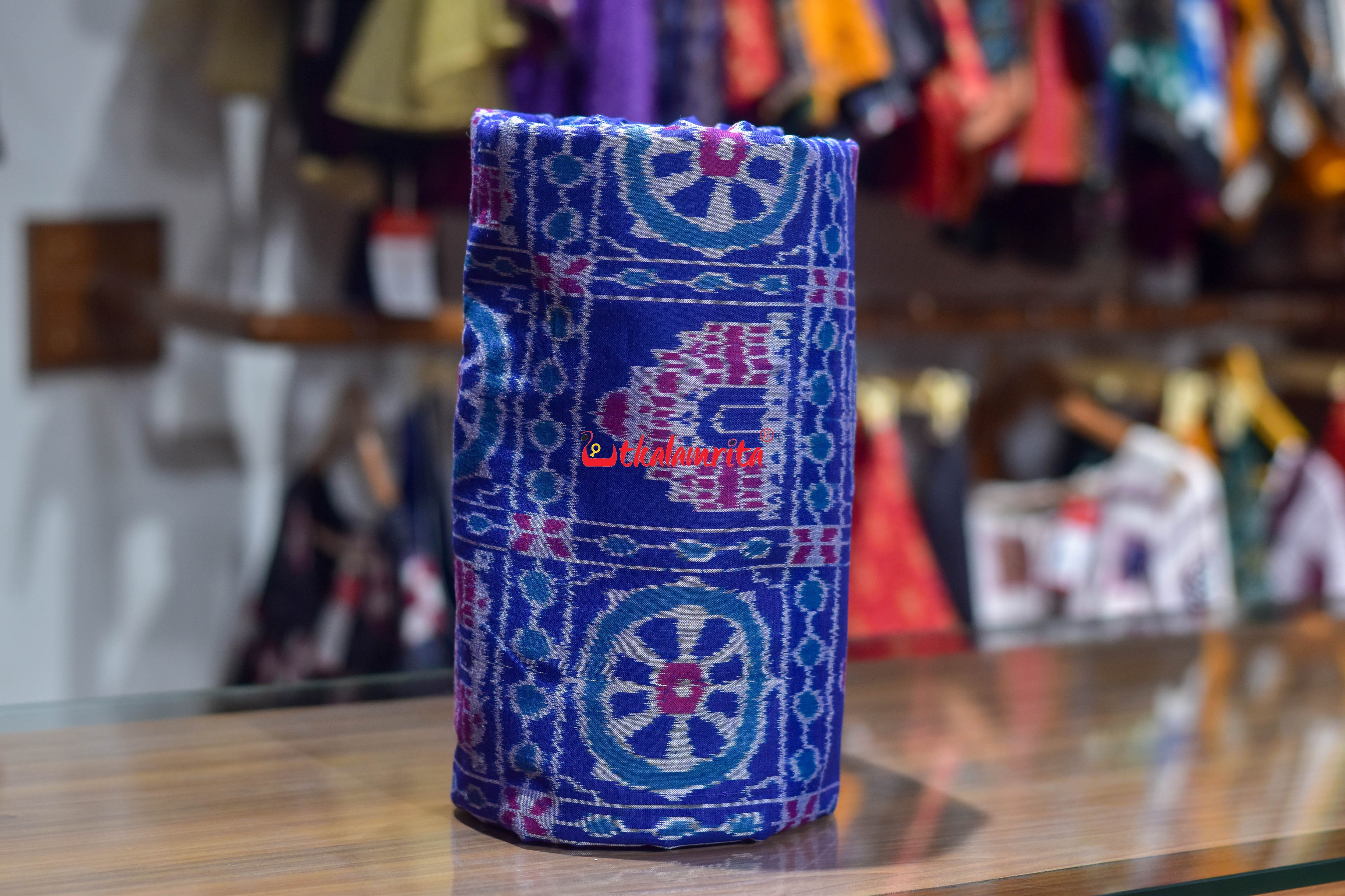 Blue Konark Chakra Sambalpuri Cotton (Fabric)