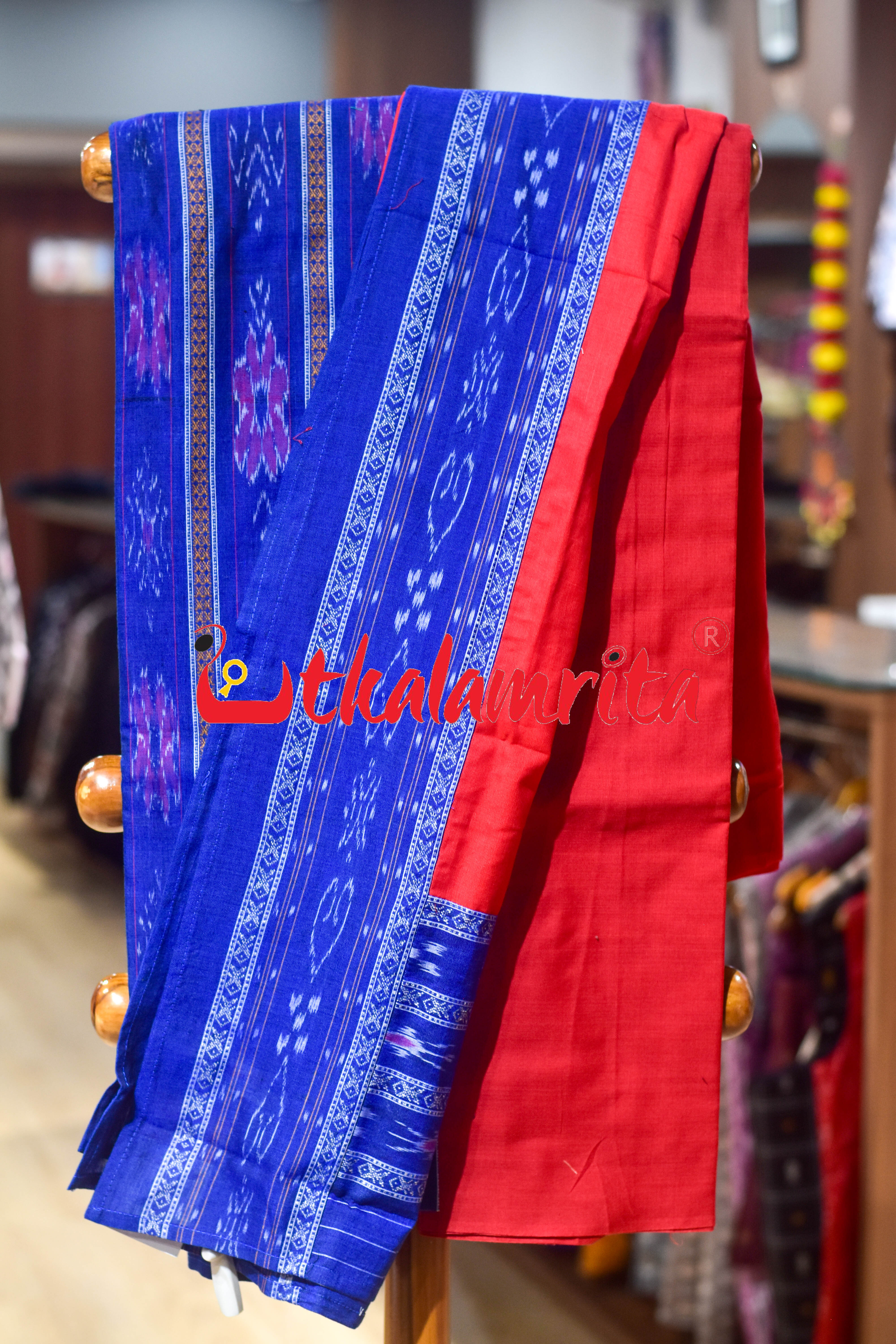 Blue Red Flower Body Cotton Dress Set