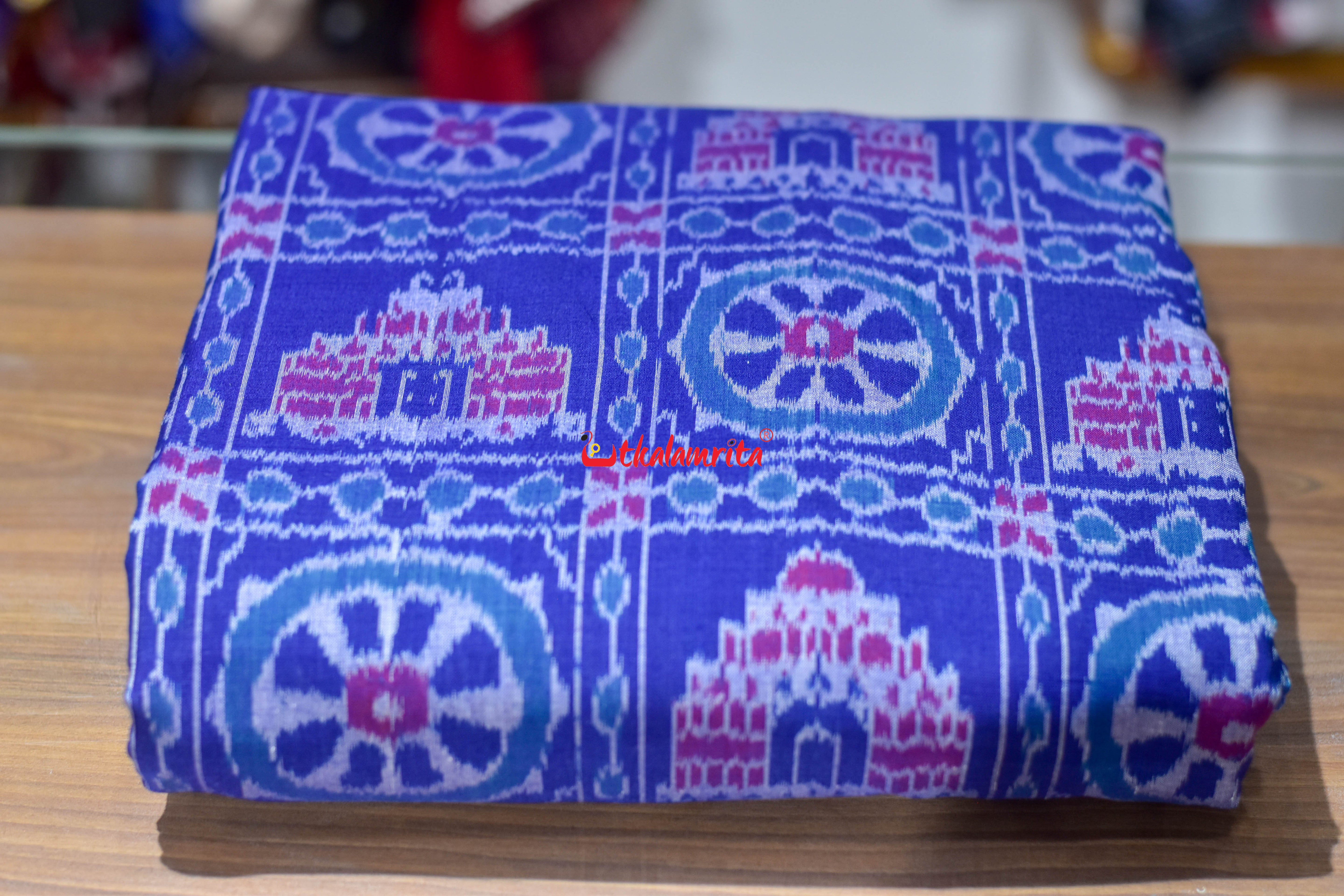 Blue Konark Chakra Sambalpuri Cotton (Fabric)