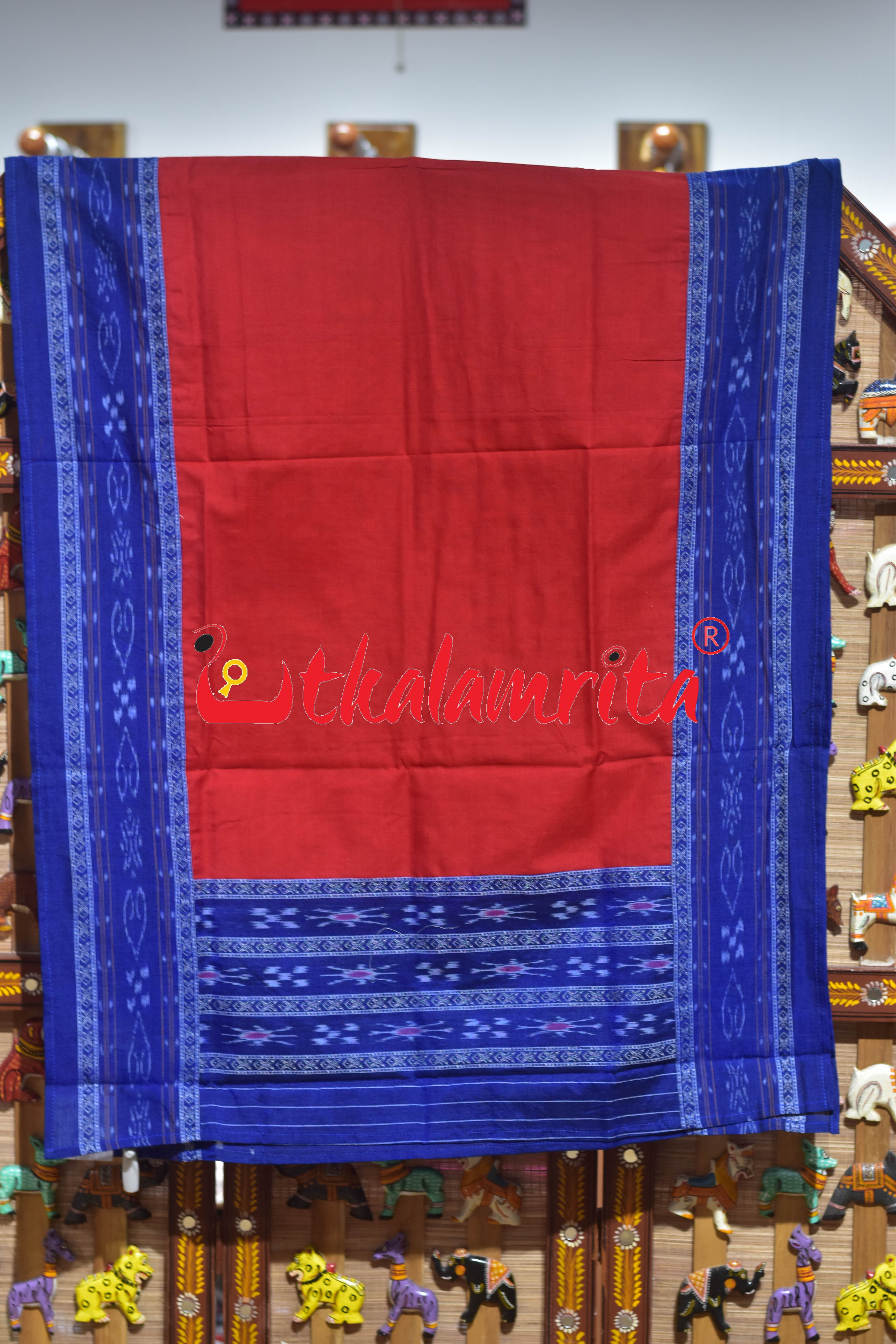 Blue Red Flower Body Cotton Dress Set