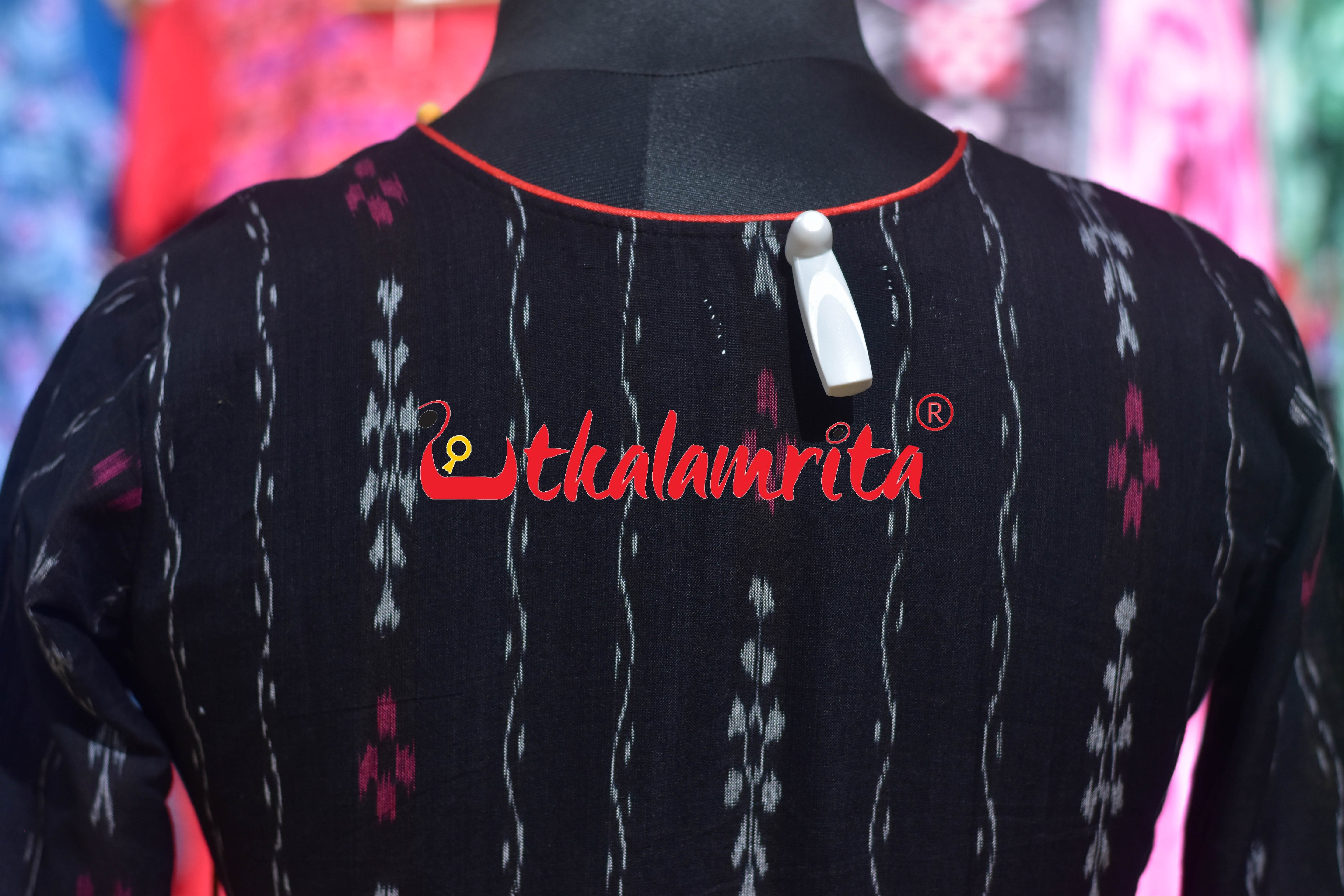 Black Ikat Yellow Kumbha Utkala Laxmi (Ladies' Gown)