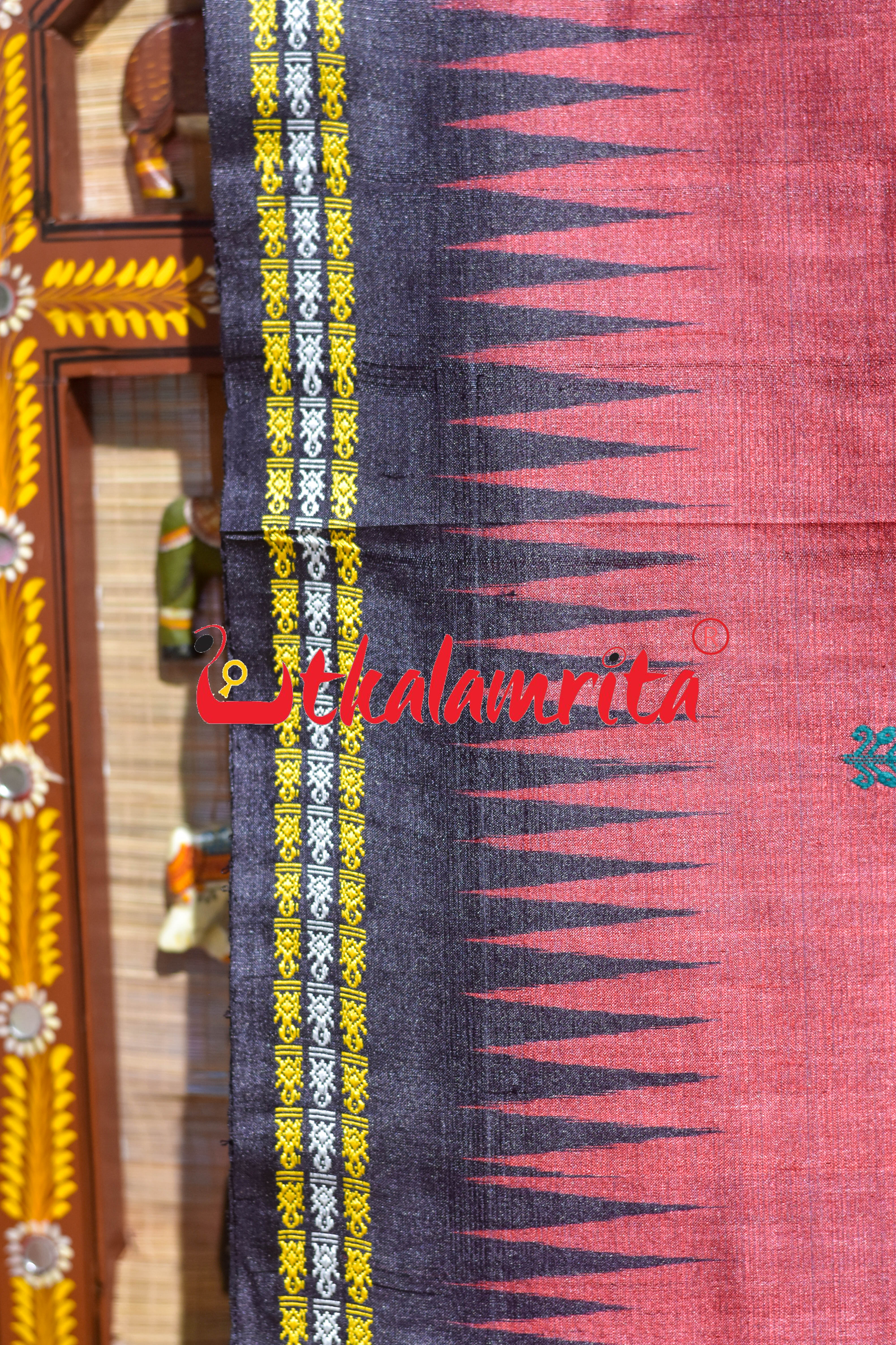 Red Black Dolabedi Gopalpur Tussar Silk Saree